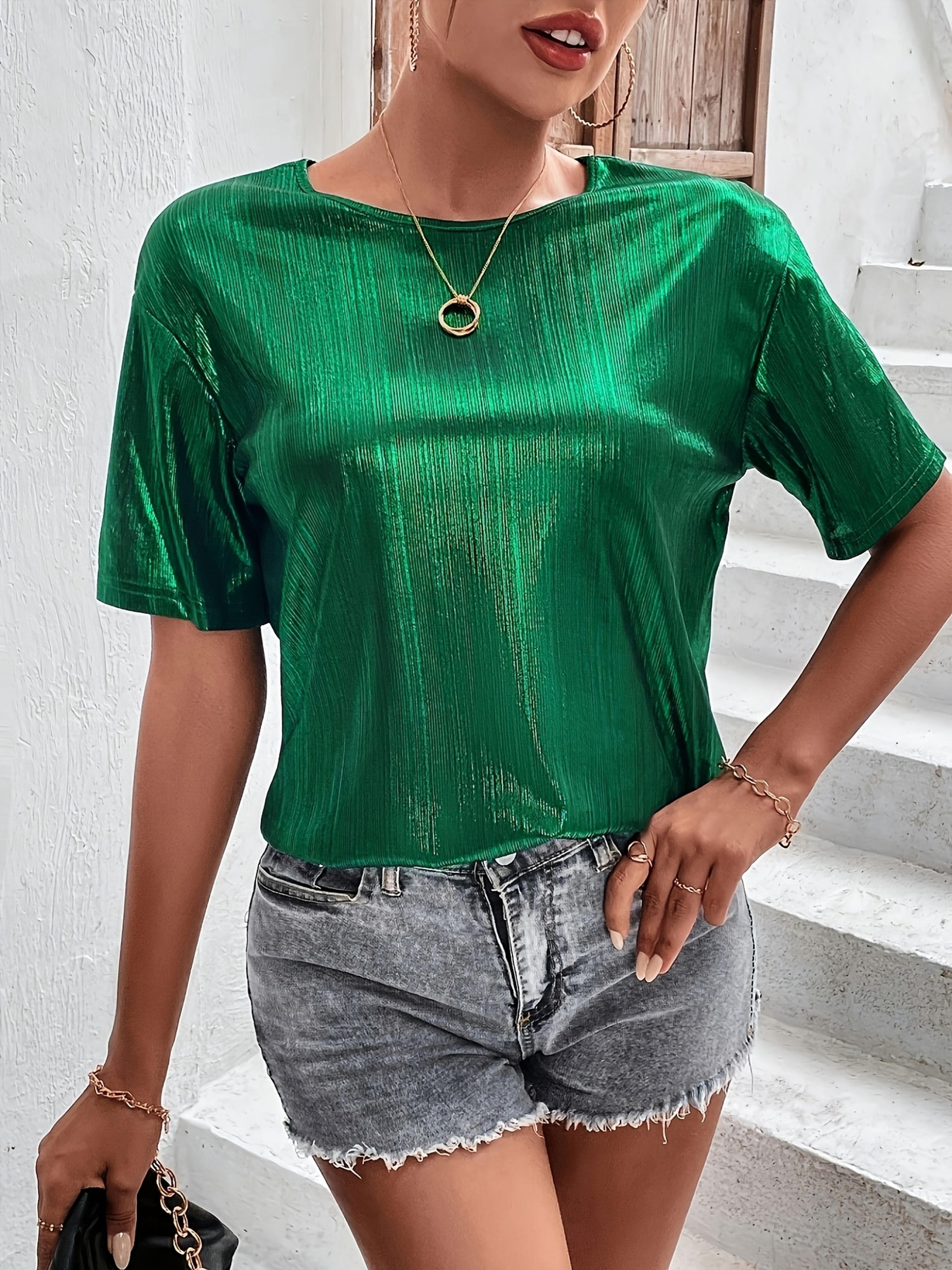 knitted t shirt for women loose fit short sleeve casual summer top