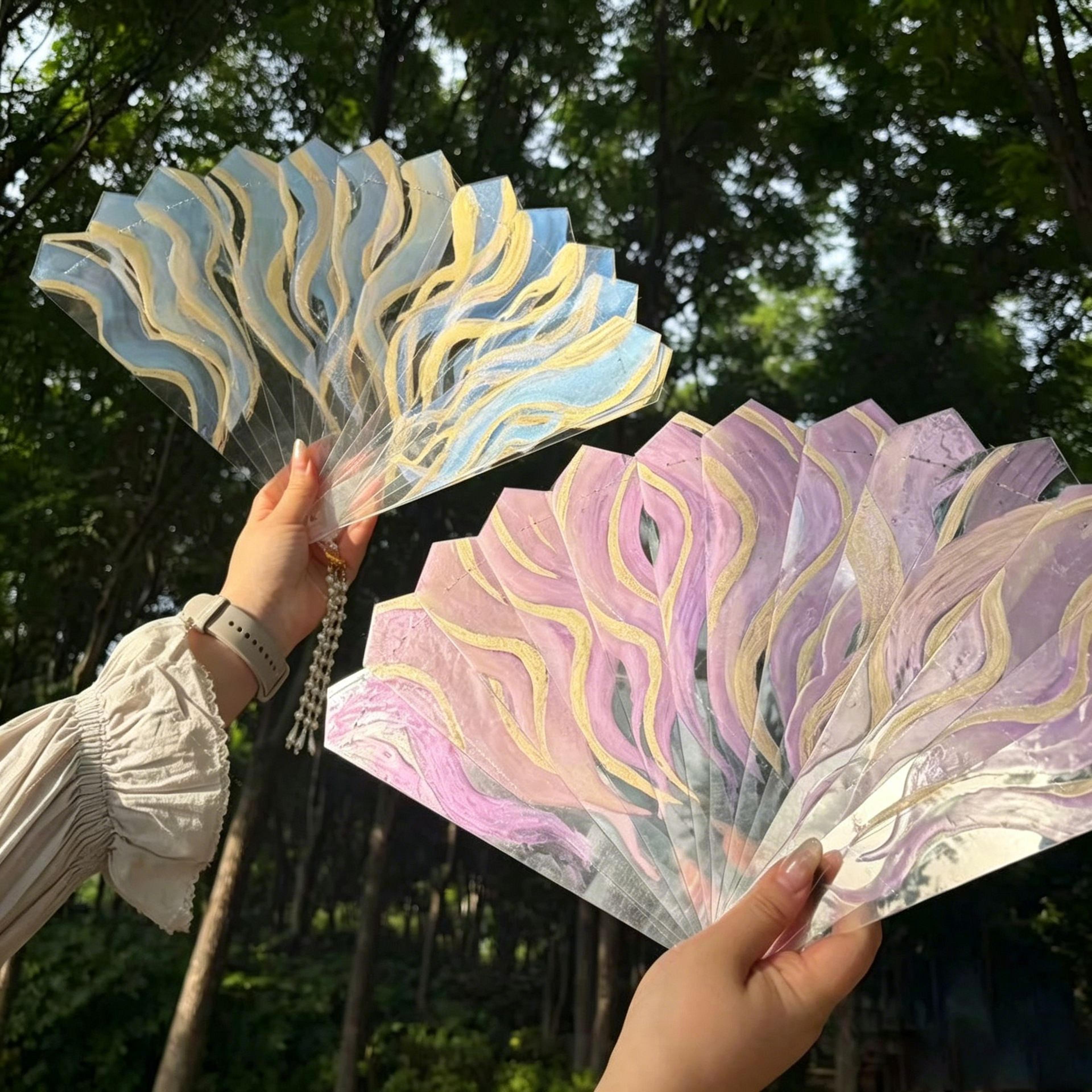 diy color changing folding fan craft kit handmade folding fan kit for decor, dance & gifts