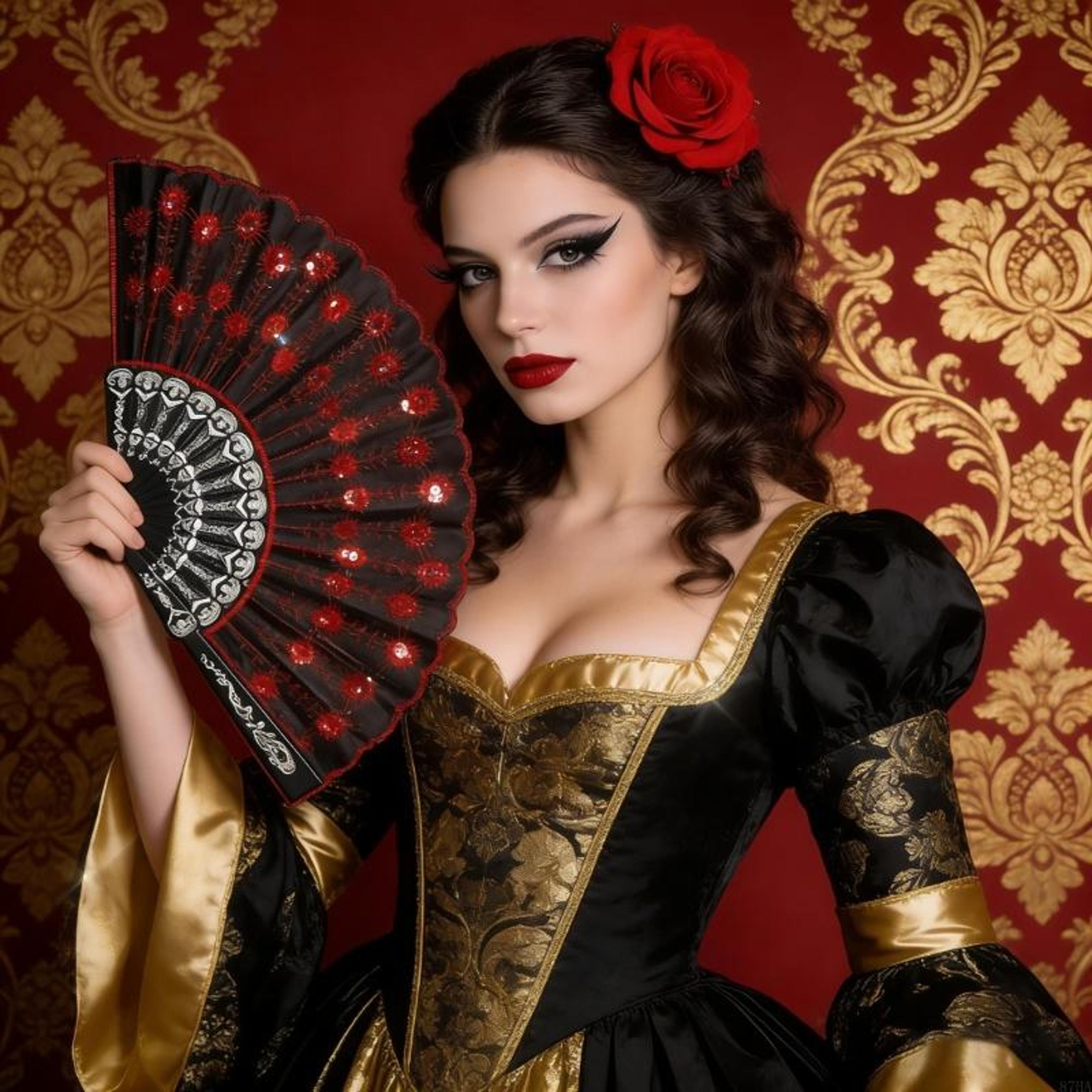 elegant lace folding hand fan set of for weddings, flamenco dance & vintage party decor