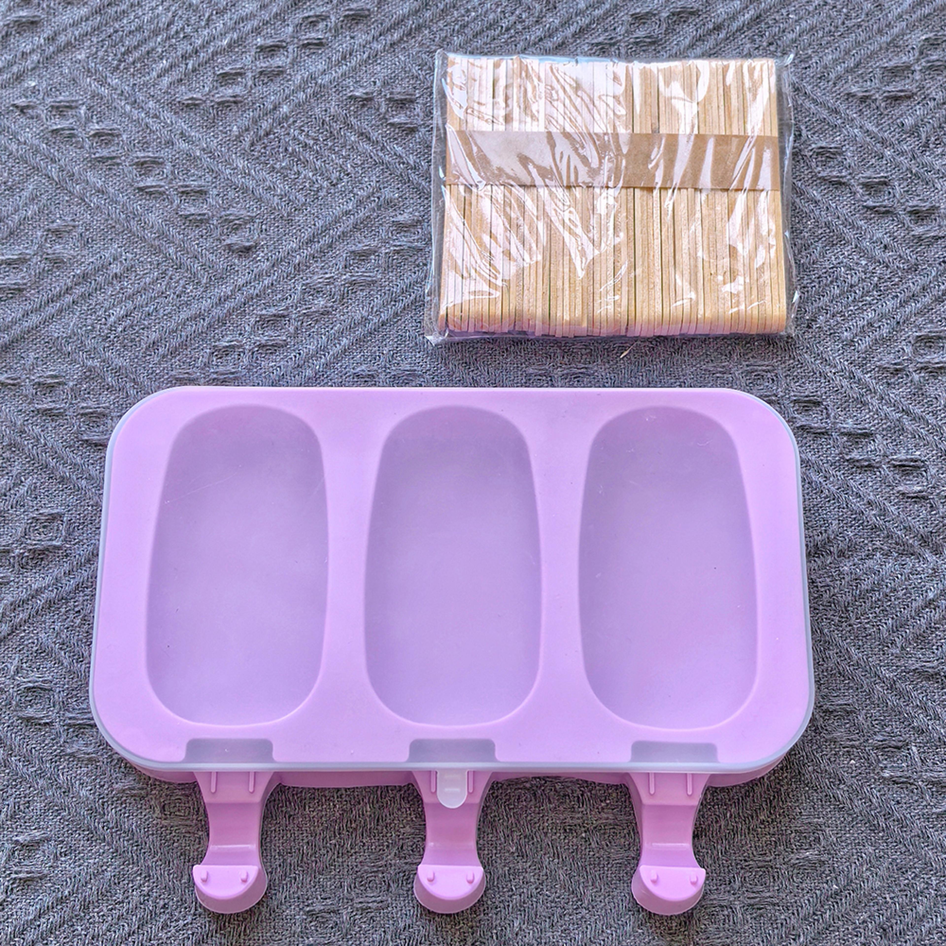cavity silicone popsicle mold set with lid & sticks for homemade ice cream bars