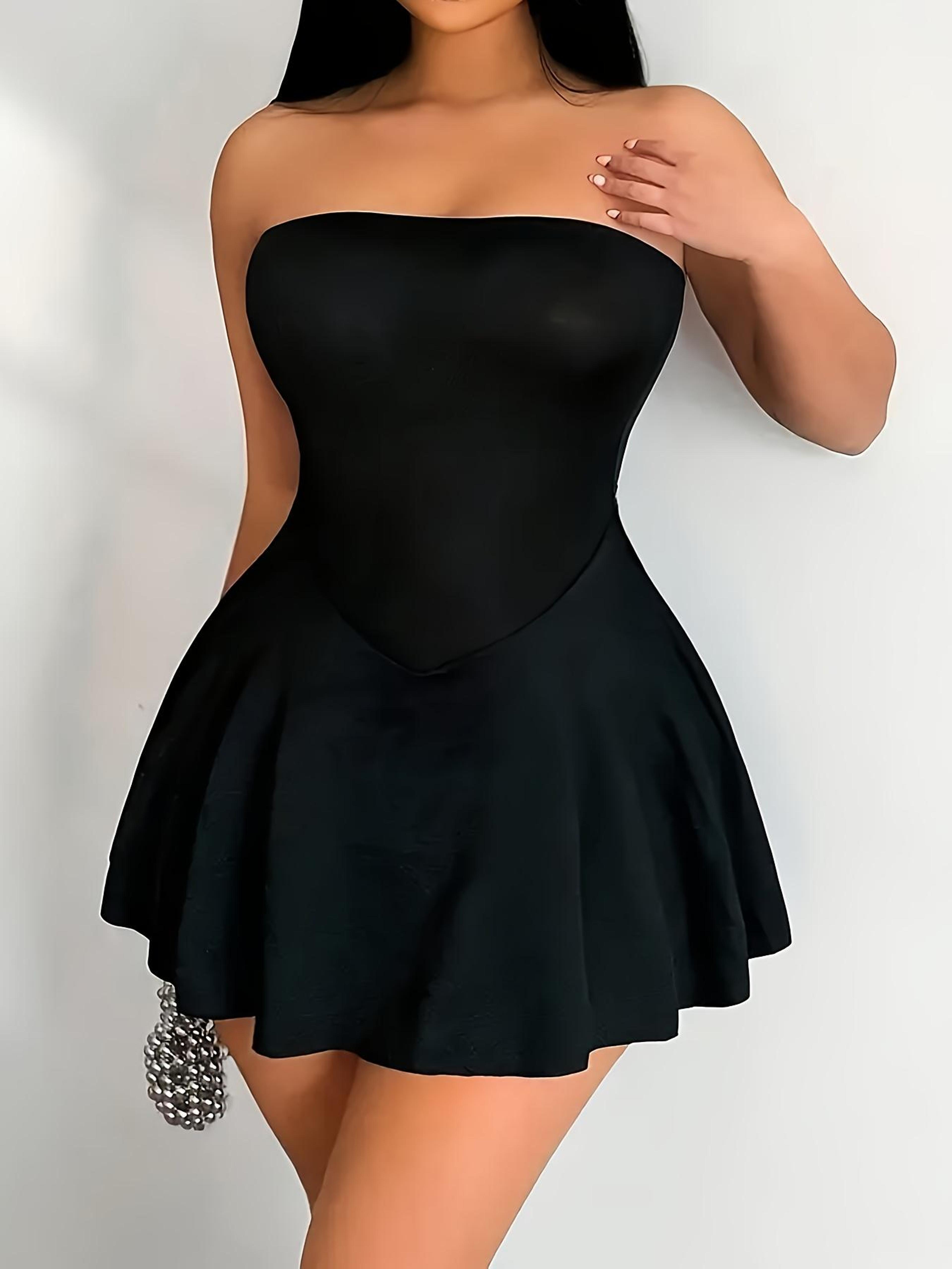 elegant high waist bell mini skirt for women strapless look party skirt