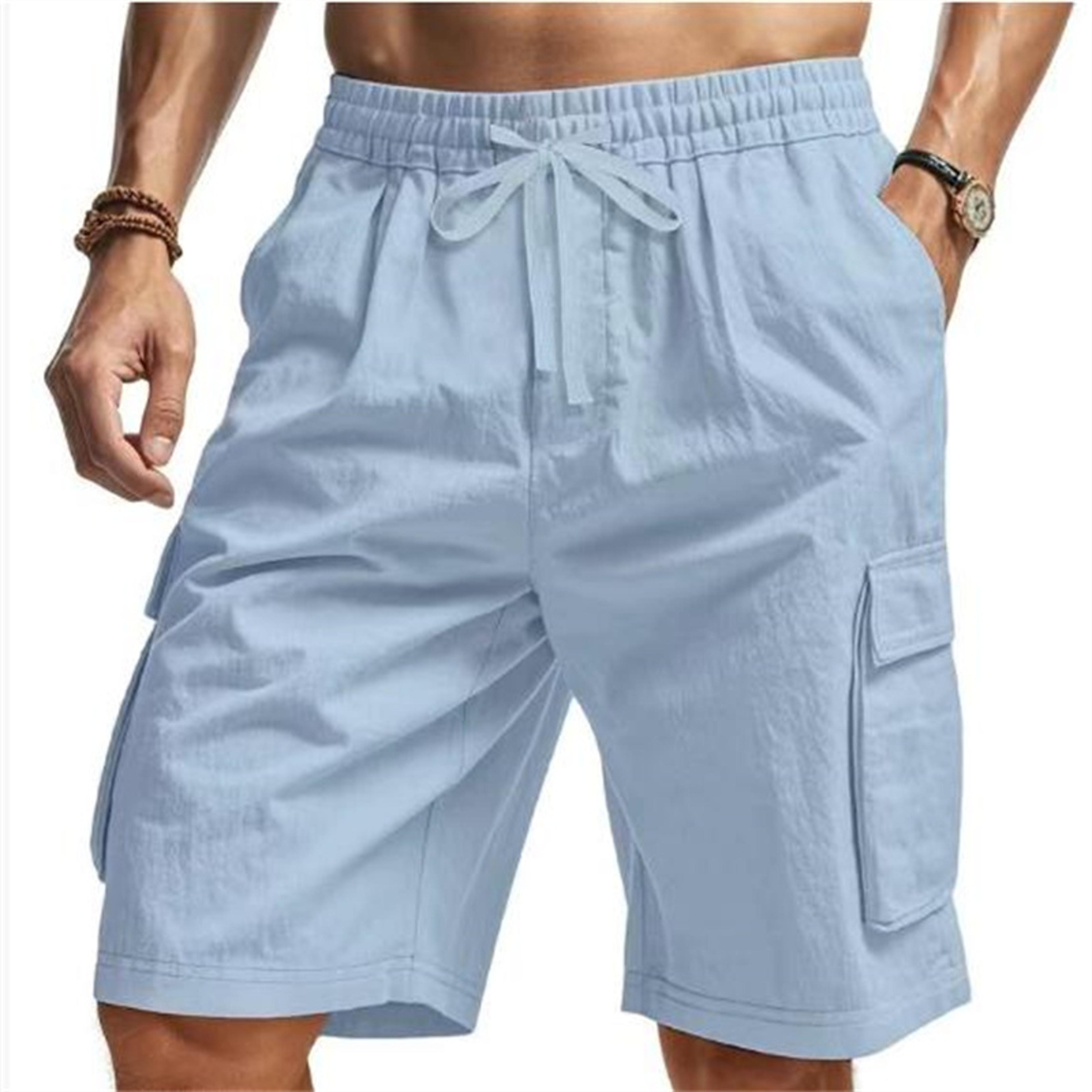 trail ease multi pocket cotton linen cargo shorts for men