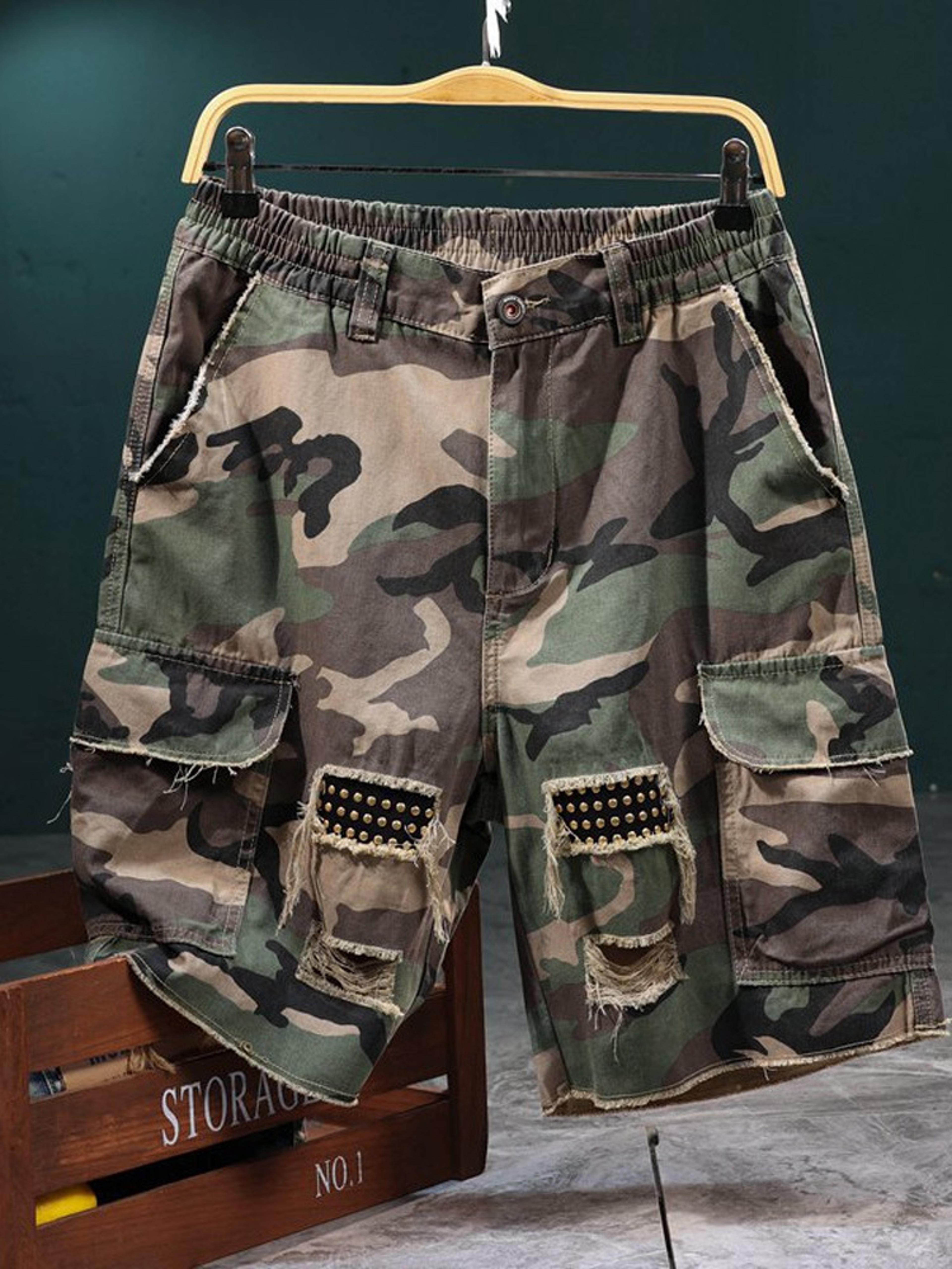 camo tactical cargo shorts for men multi pocket hiking & work wear