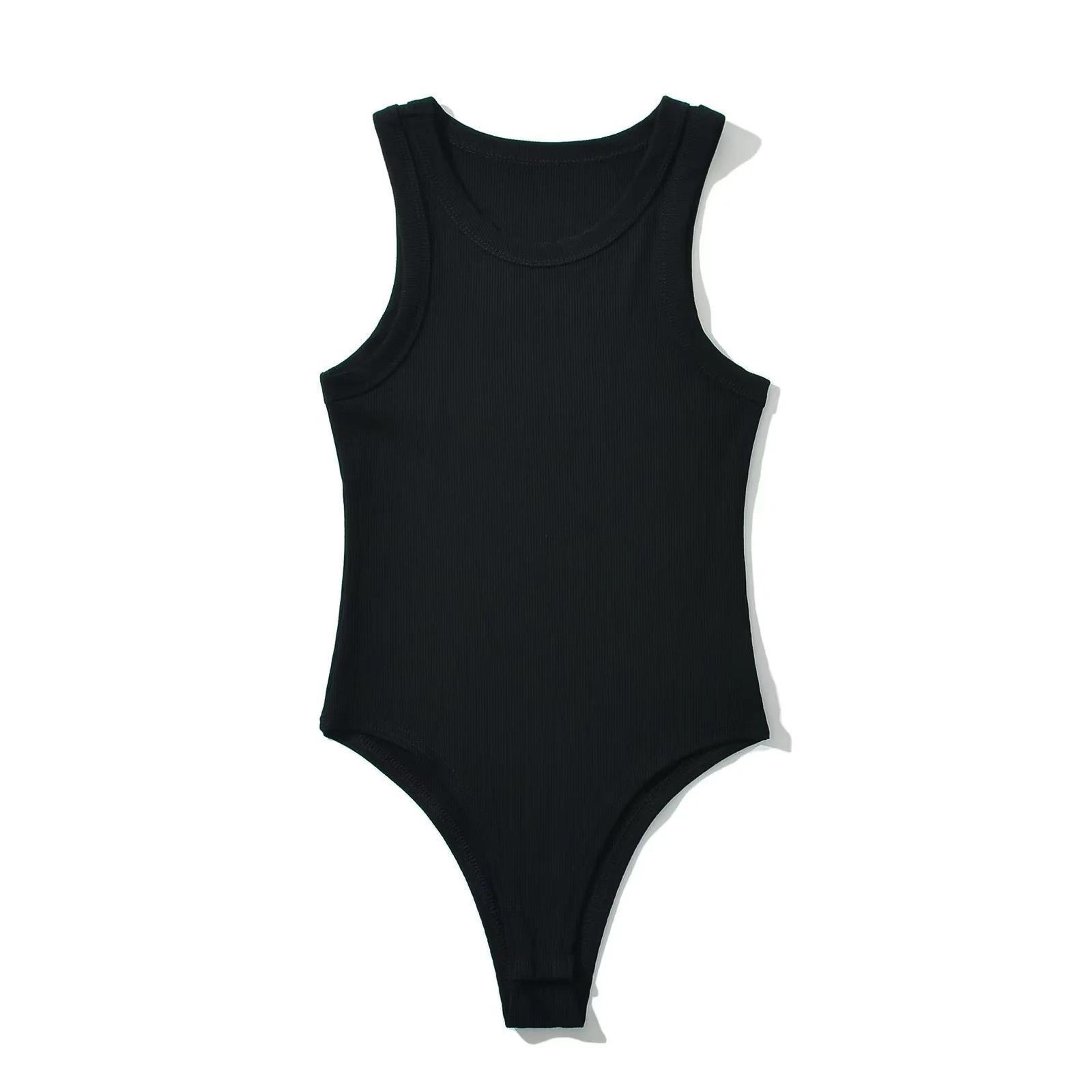 ribbed sleeveless bodysuit for women slim fit summer tank jumpsuit
