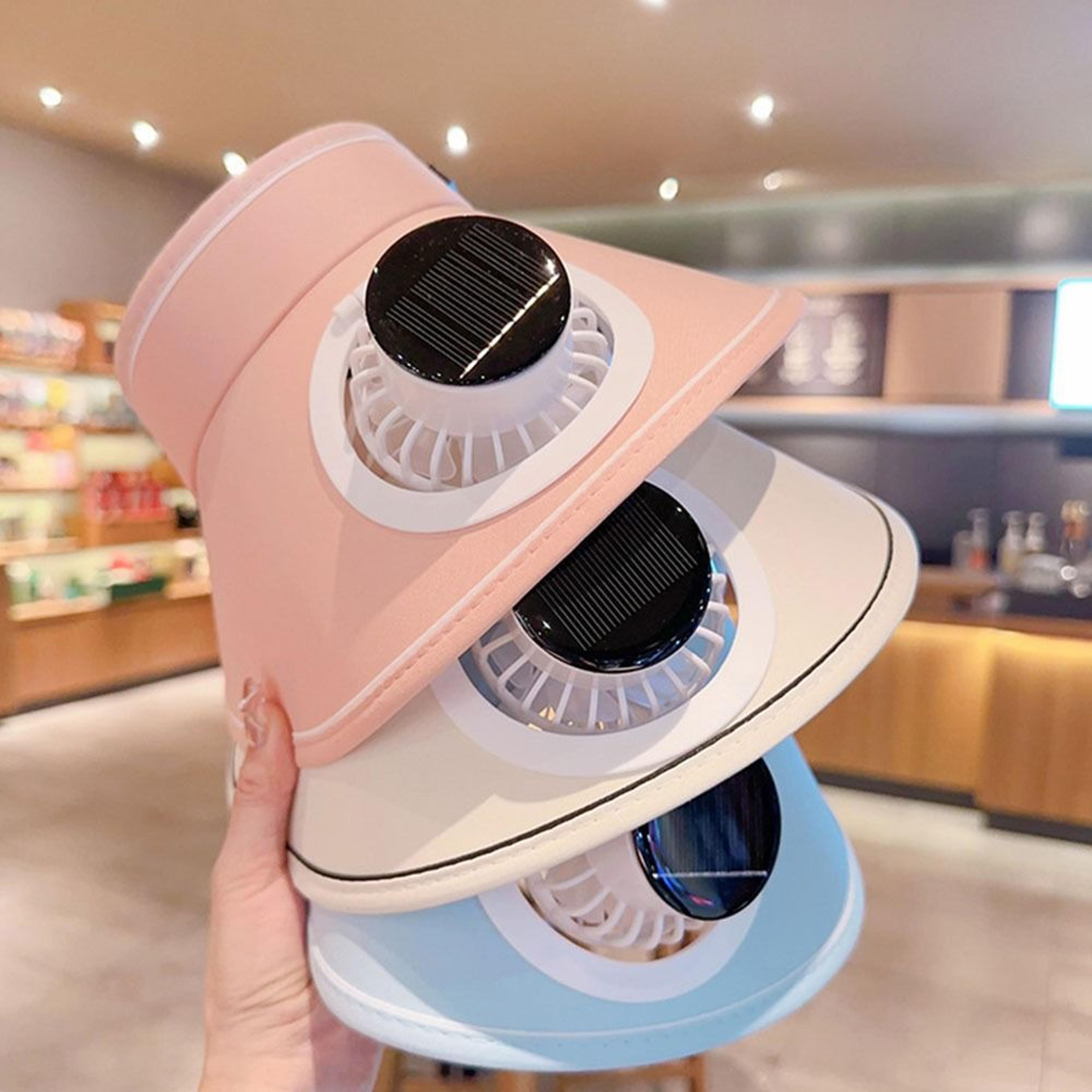 solar powered fan hat wide brim cooling sun visor for beach, hiking & outdoor adventures