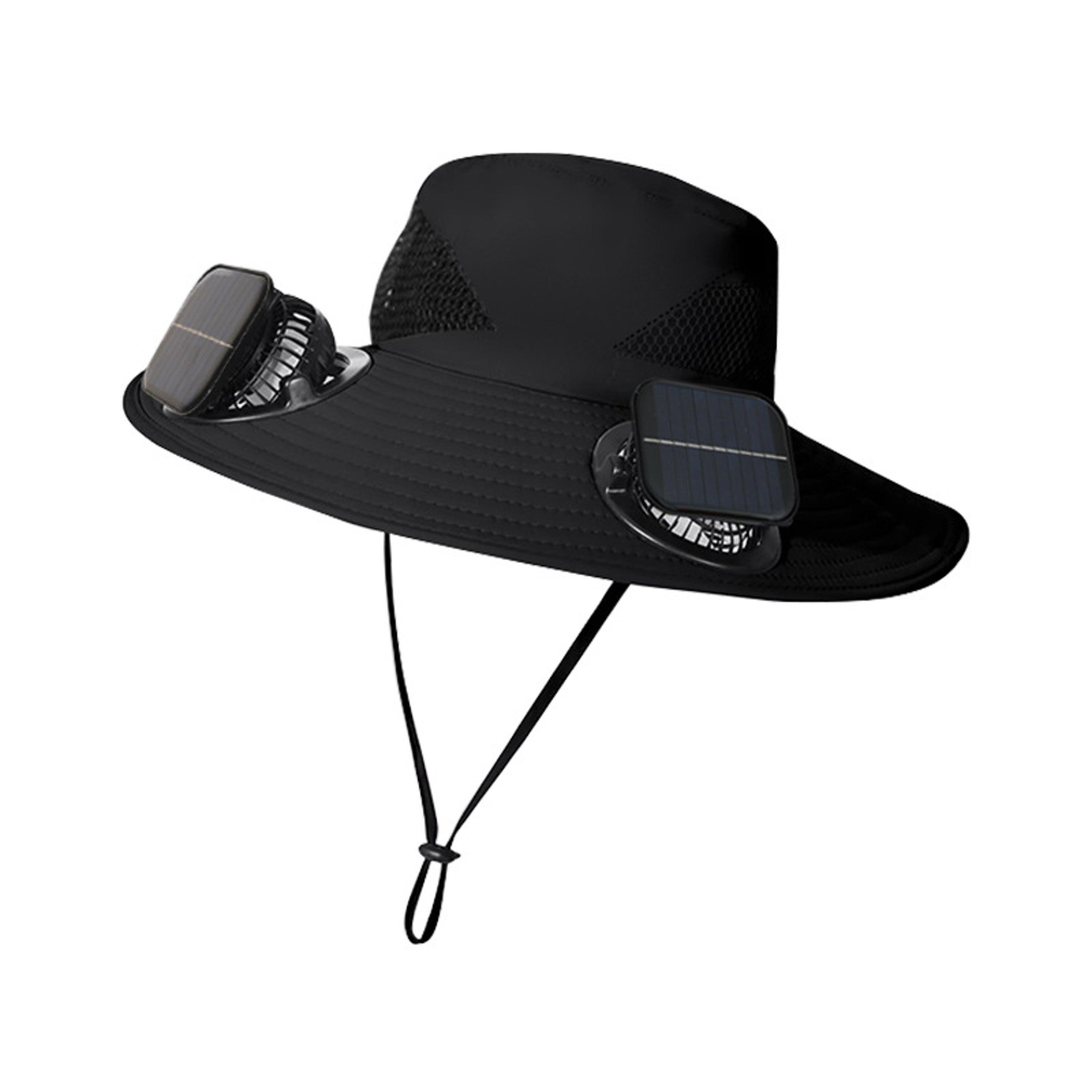 solar fan hat with dual cooling fans usb rechargeable wide brim sun hat for fishing & hiking