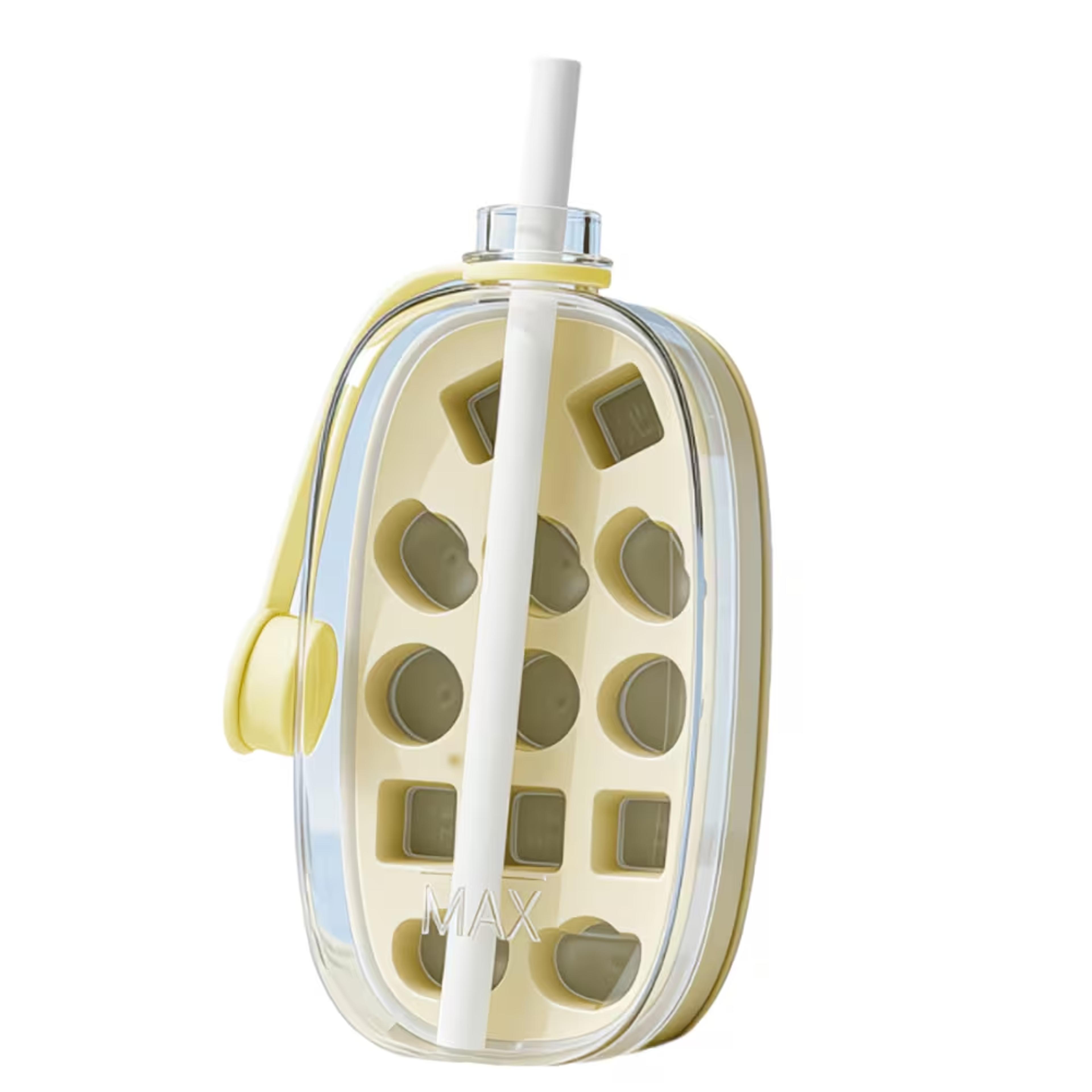 ice maker water bottle with straw and easy release ice mold