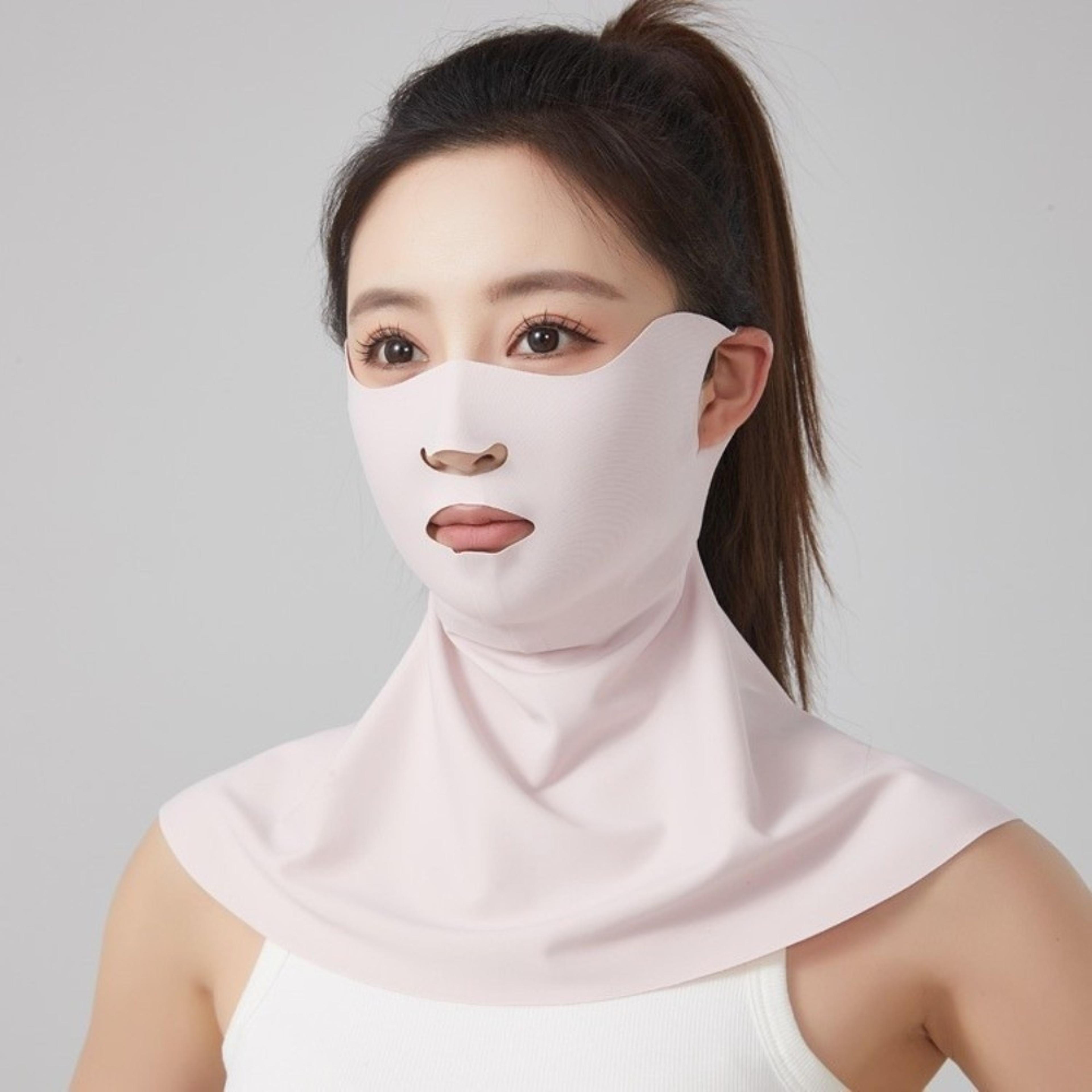 ice silk uv protection face mask with neck cover for summer outdoor sun shield