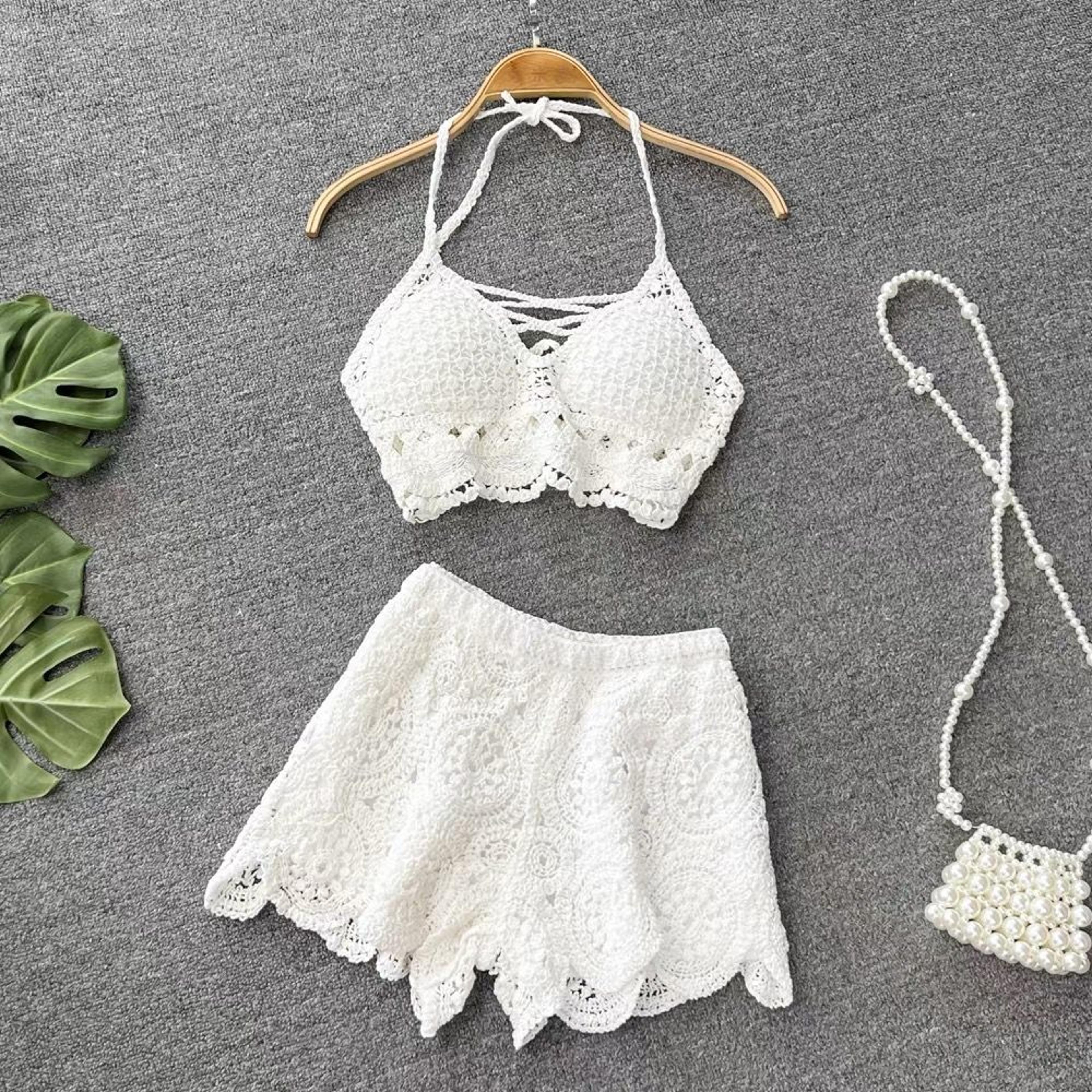 backless knit set for women summer beach cover up shorts outfit