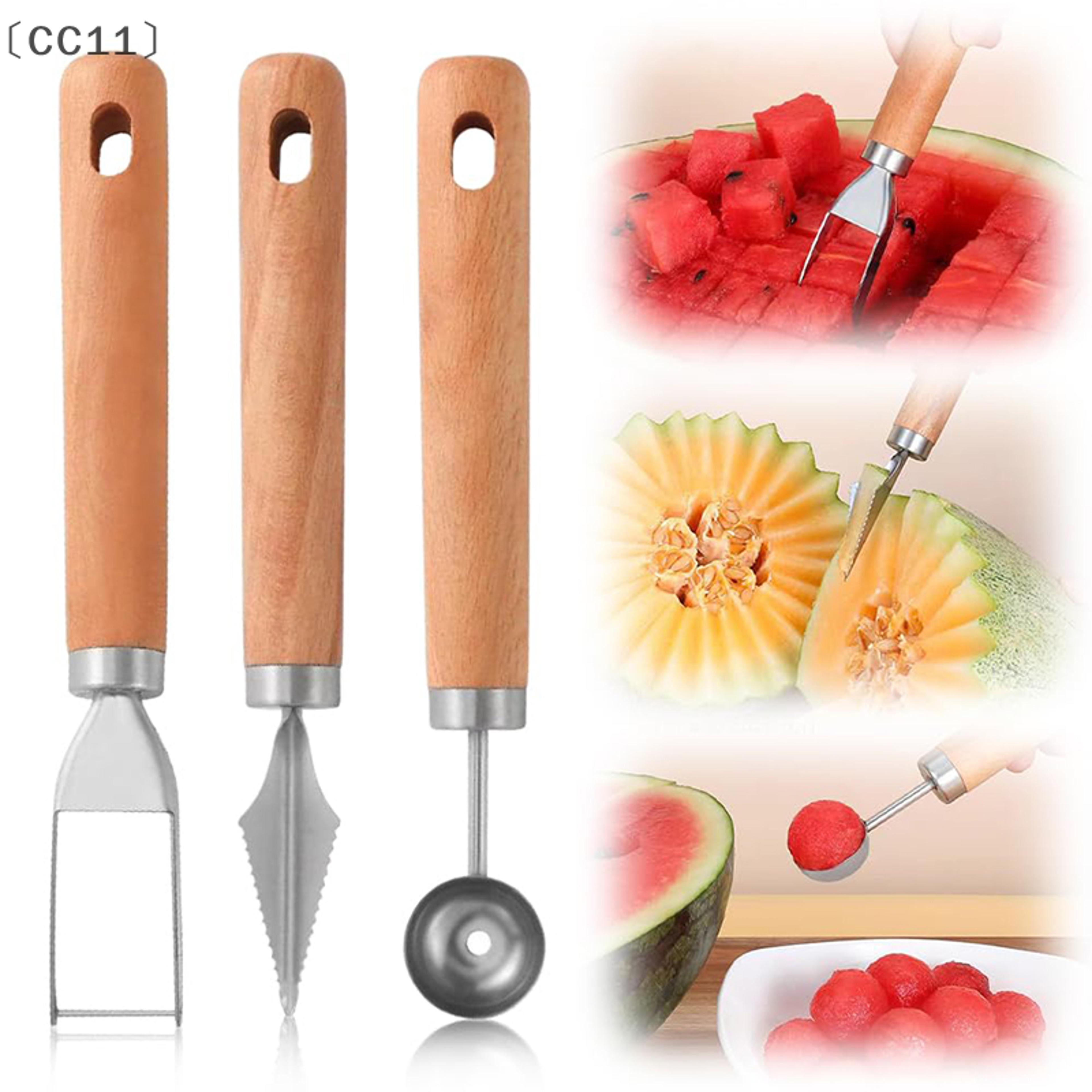 watermelon cutter stainless steel fruit slicer tool with melon baller & scooper
