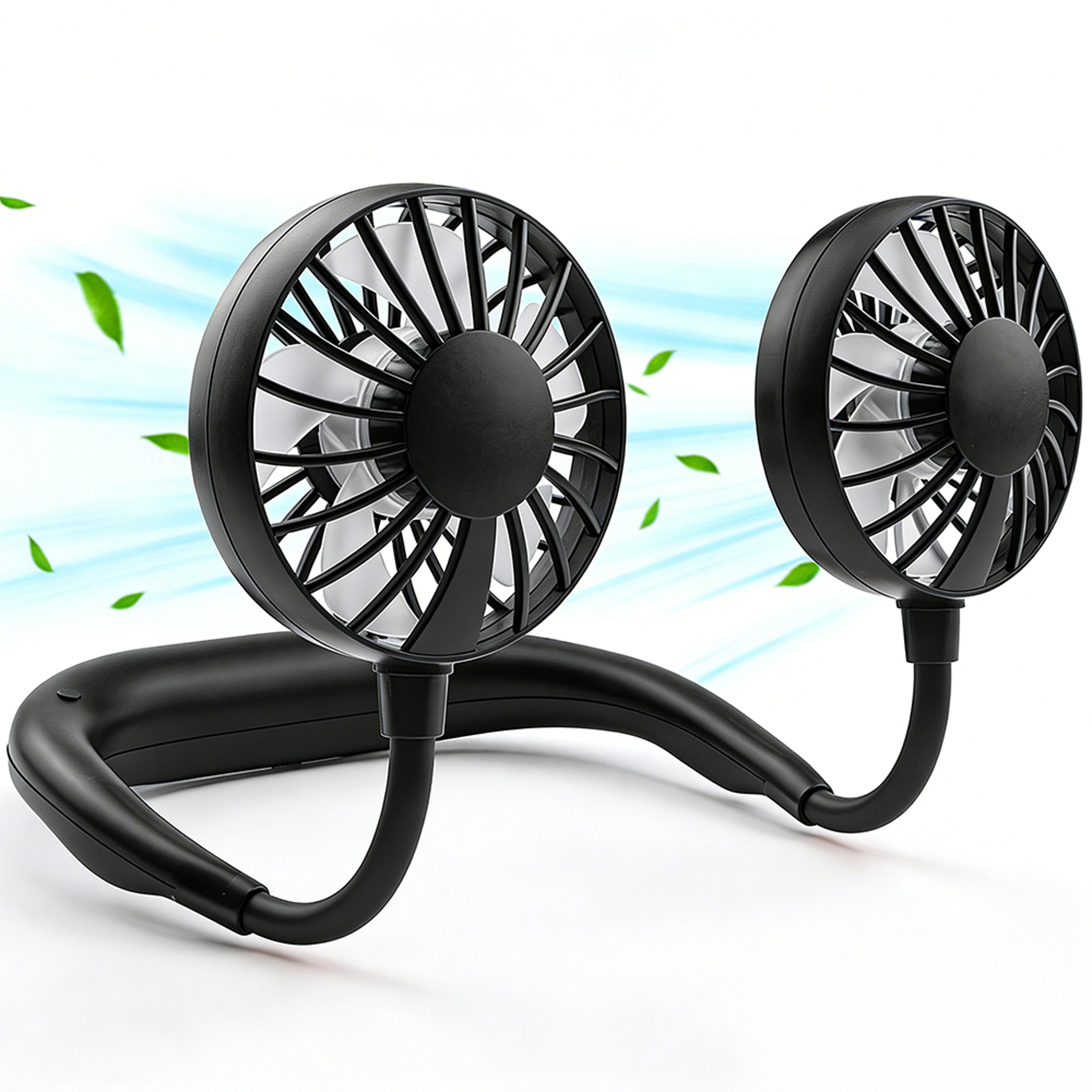 portable neck fan rechargeable hands free wearable cooling fan with dual adjustable speed airflow