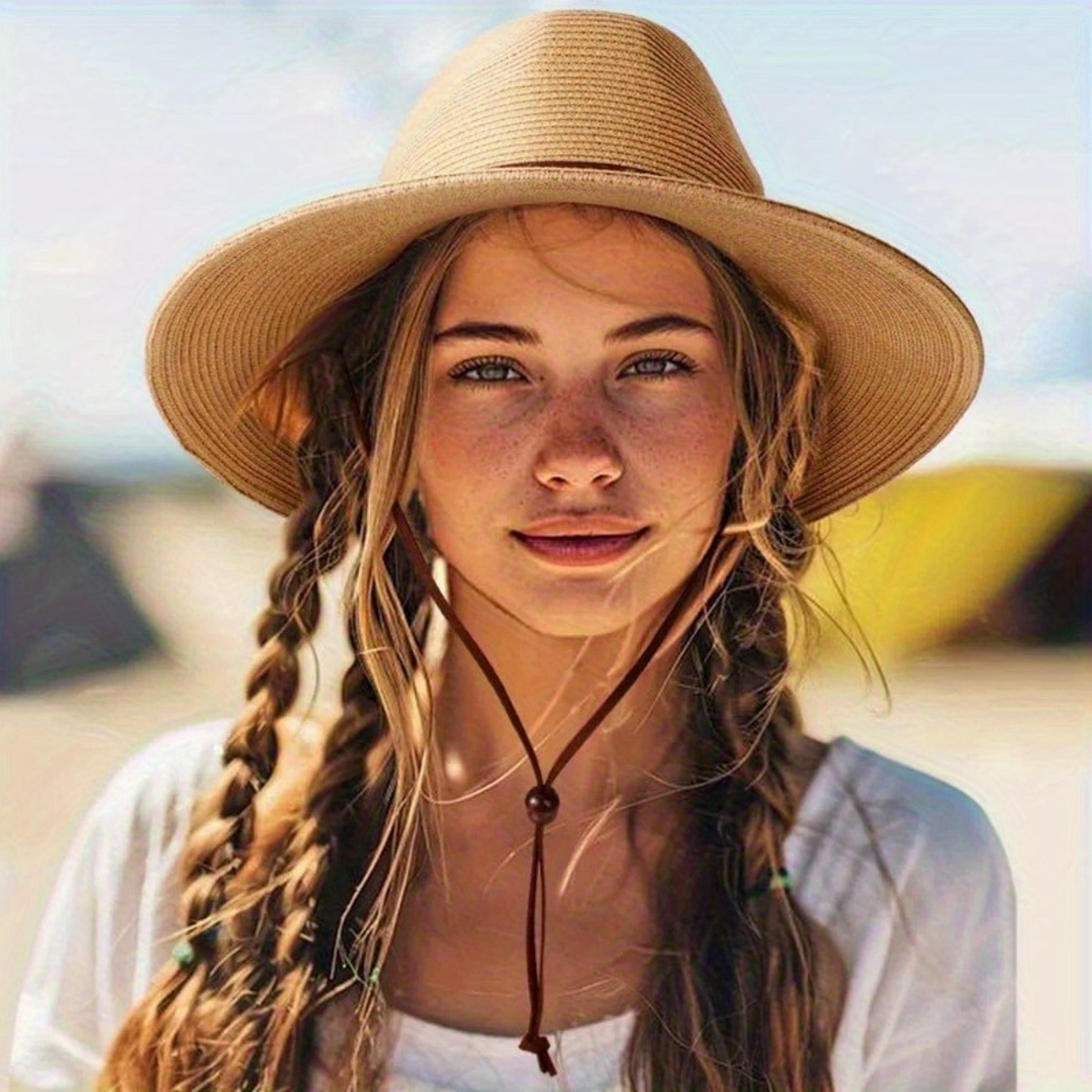 womens straw sun hat wide brim beach panama hat for summer travel & vacation