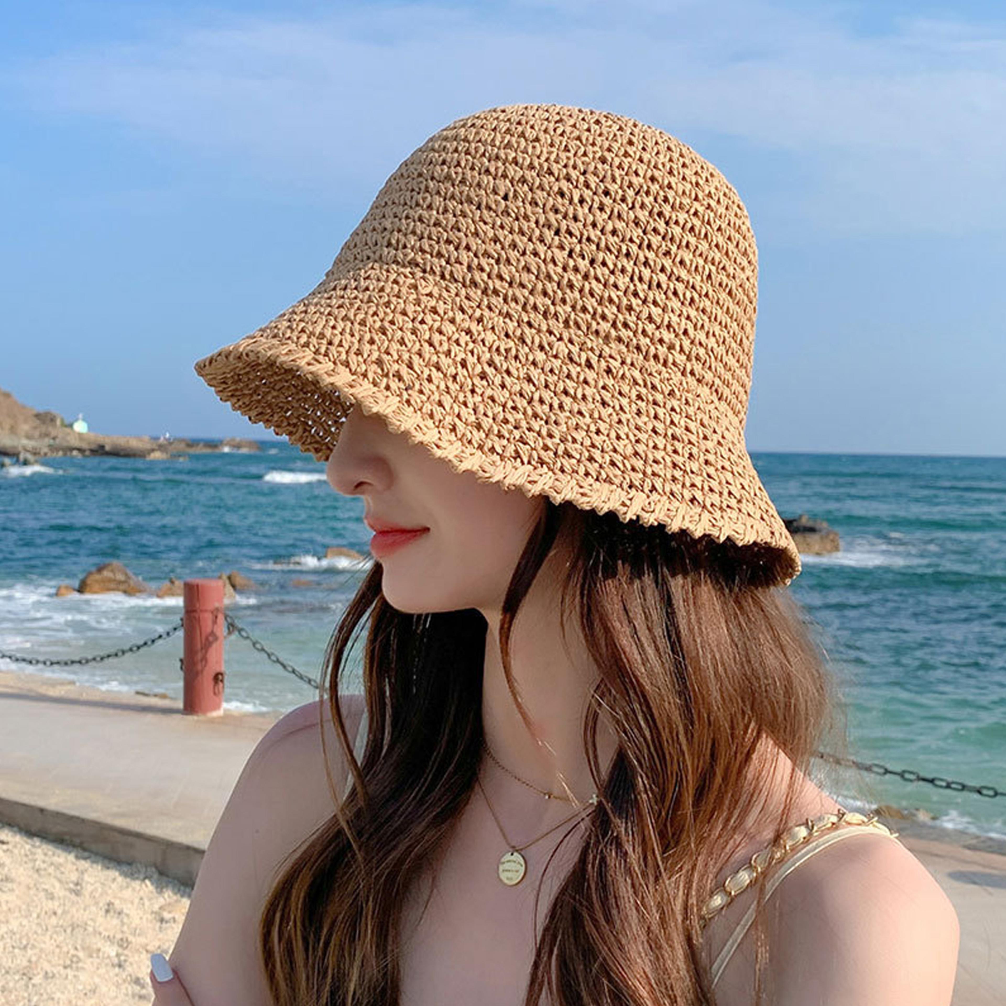 uv protection breathable women's straw hat for beach travel & summer outdoor sun protection