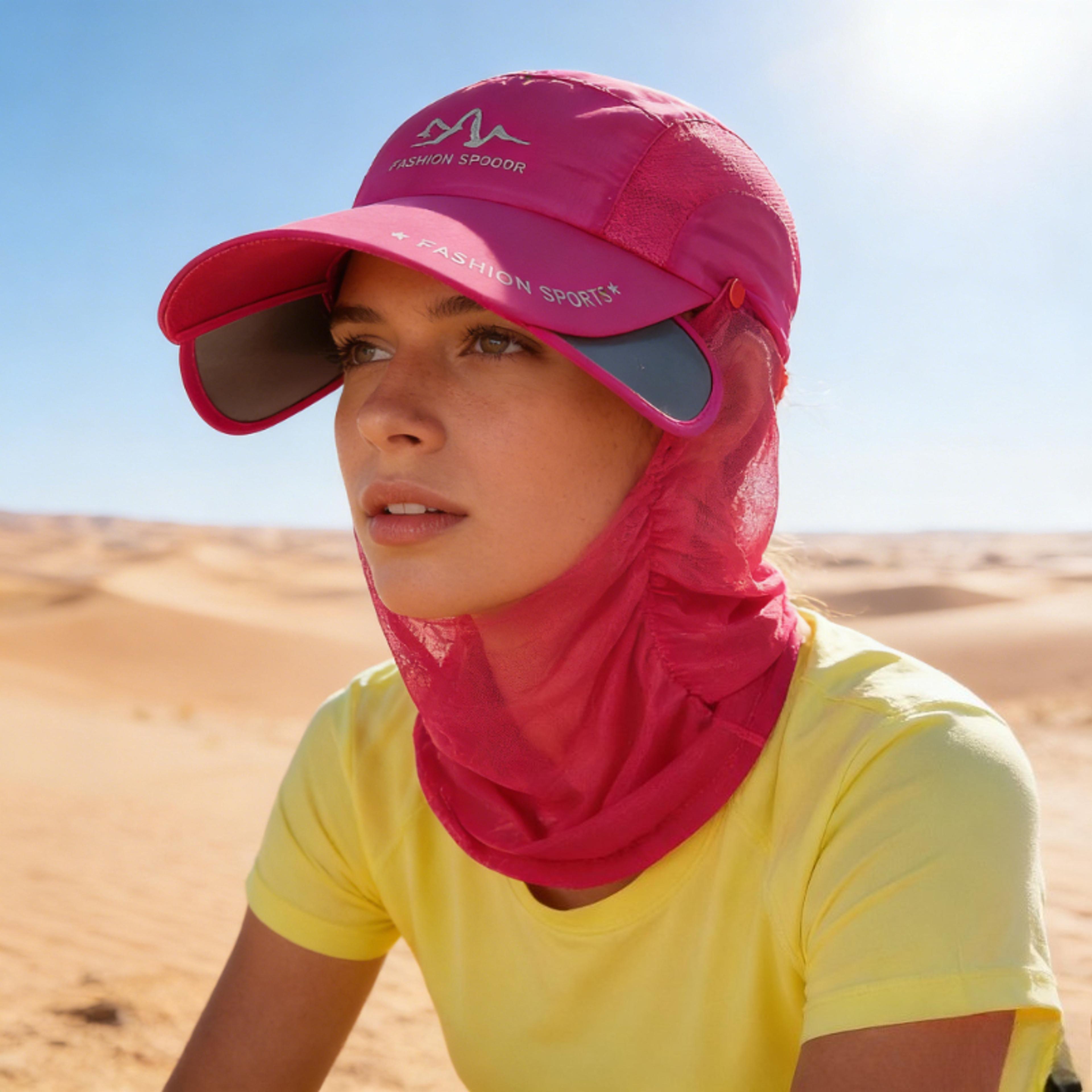 summer retractable eaves detachable neck protection veil baseball cap for men and women outdoor sun protection quick drying hat