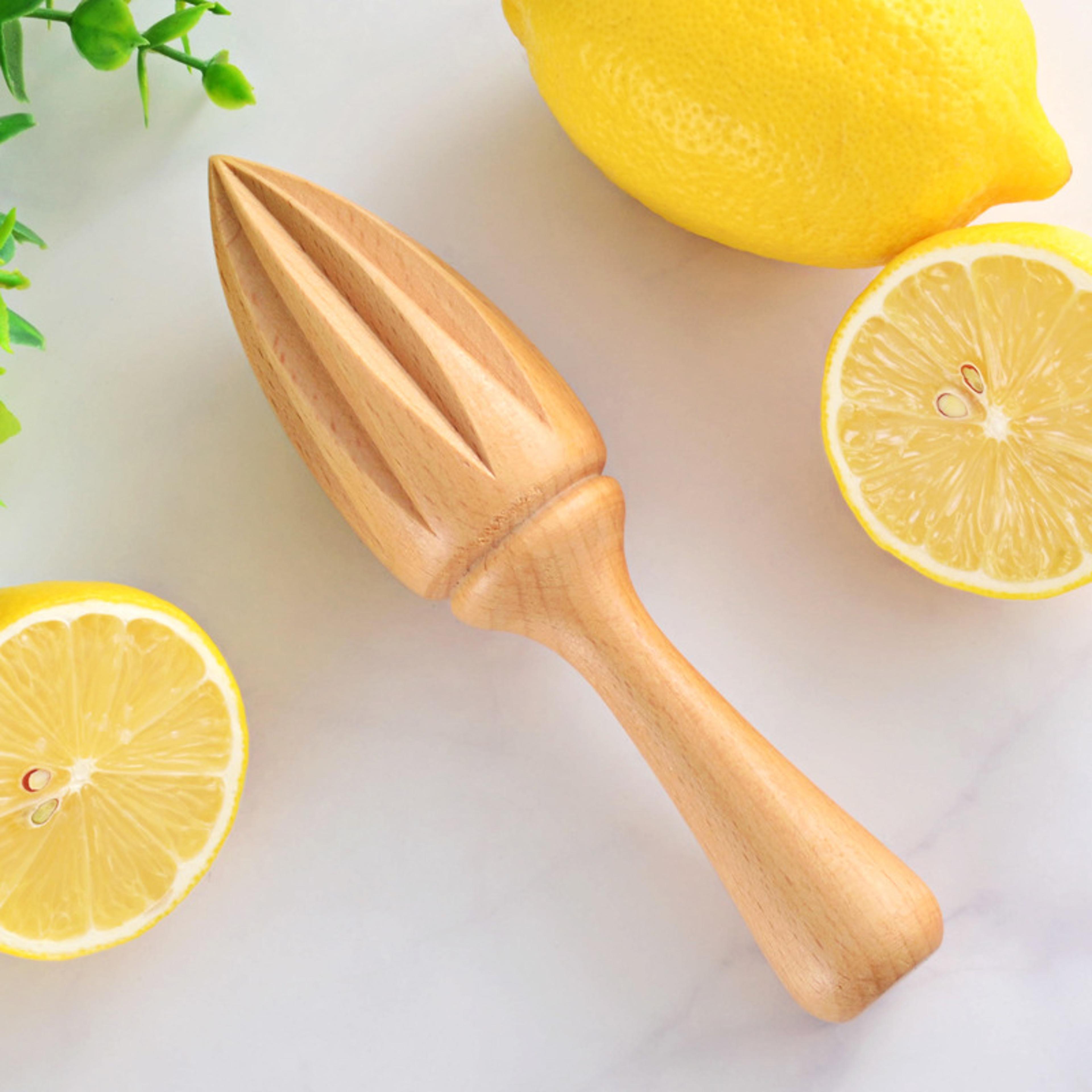 premium wood citrus reamer handmade lemon juicer & portable citrus squeezer