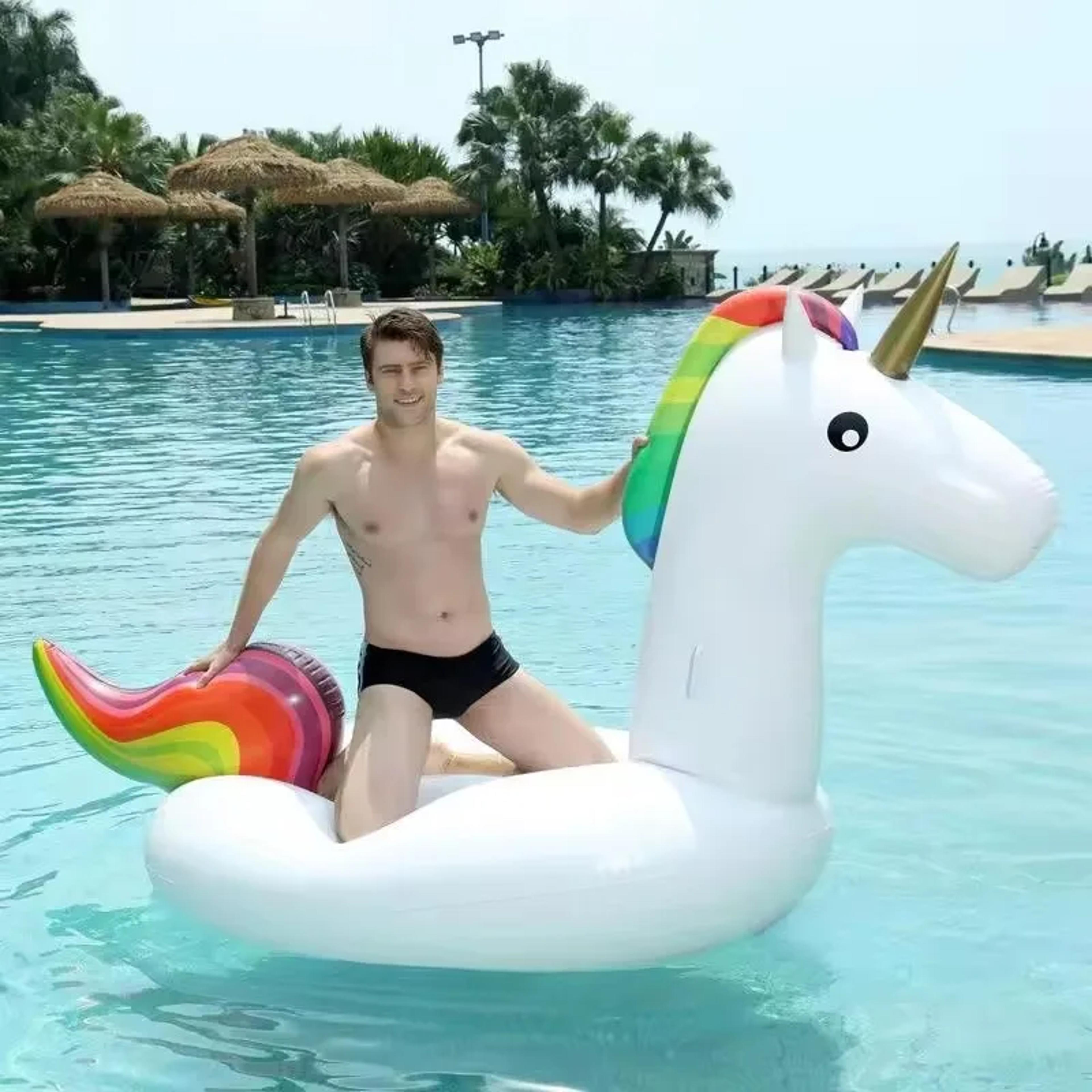 magical inflatable unicorn pool float for kids & adults thick pvc swim ring