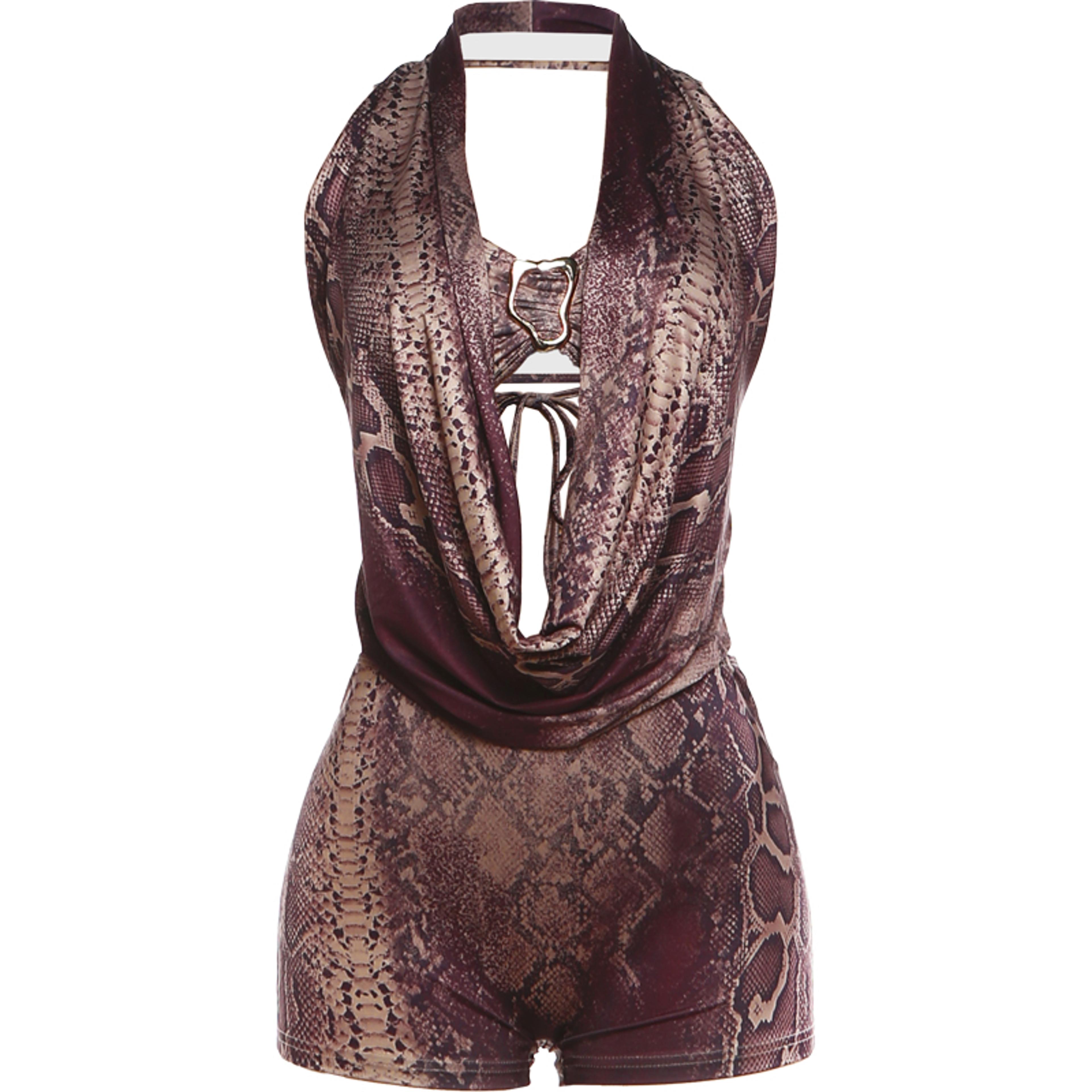 weird puss women's outfit backless tube top set with halter playsuits