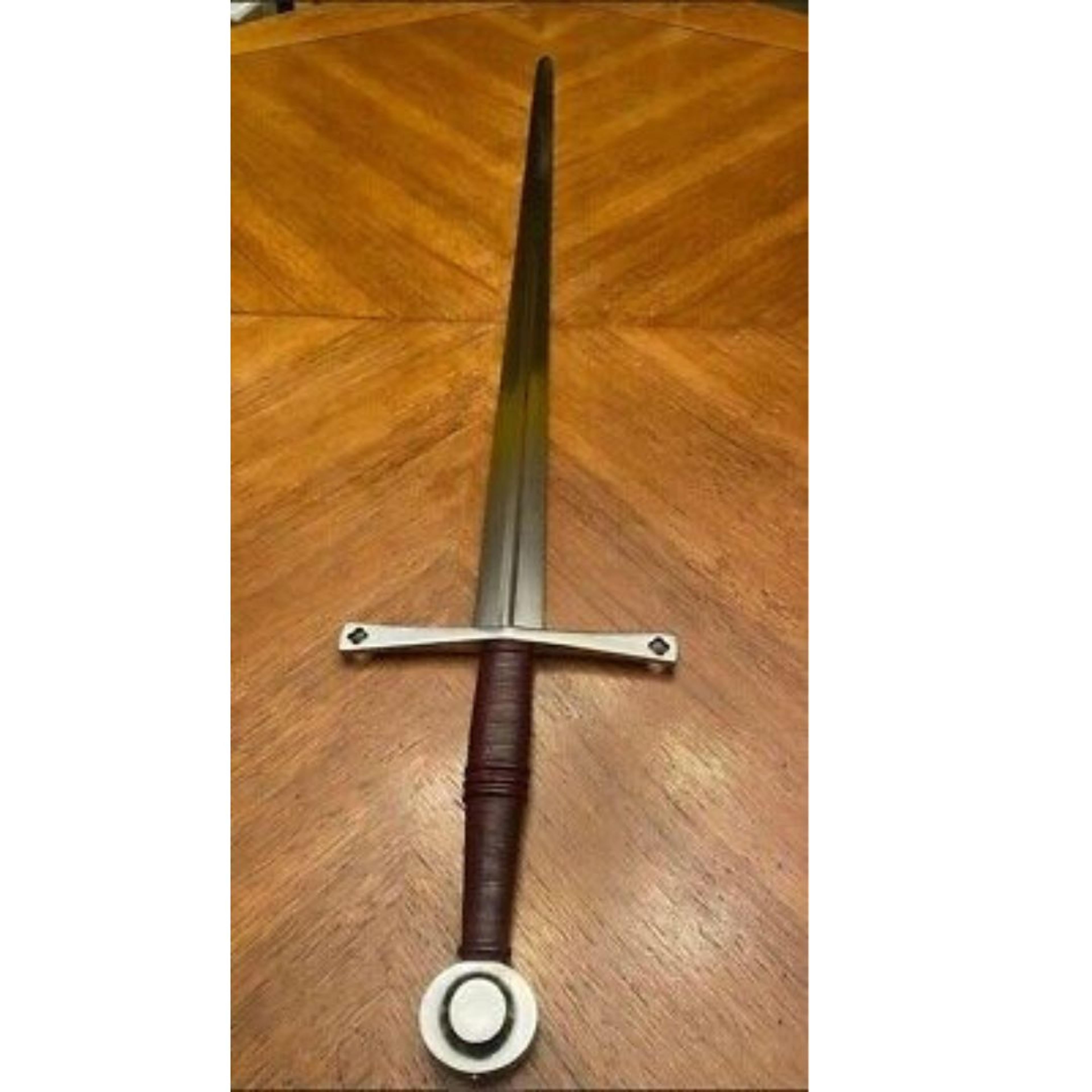 handmade cross sword leather handle | d2 tool steel viking sword | hunter replica sword double edged sword | gift for