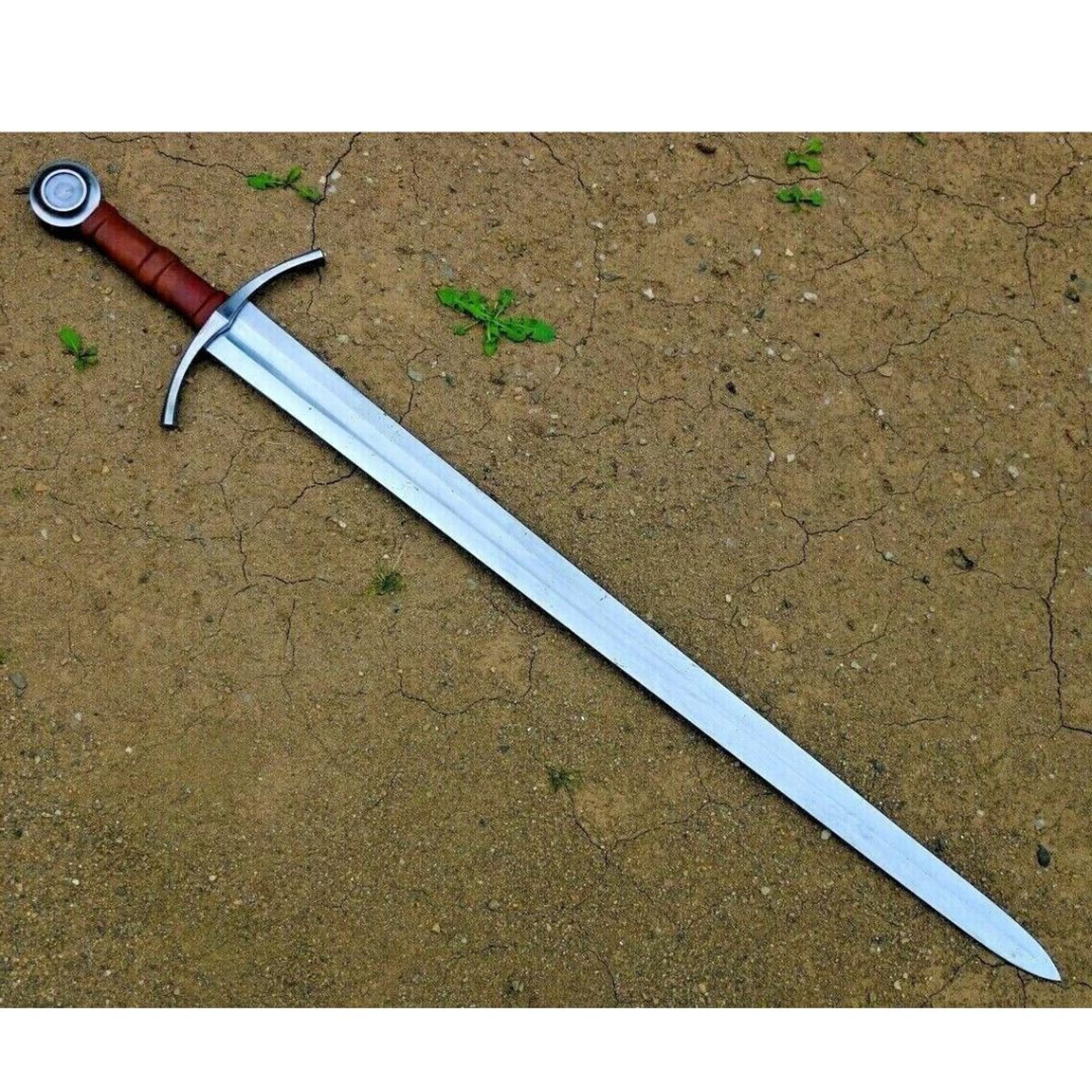 handmade 36" viking sword d2 tool steel leather handle custom replica hunting sword with sheath