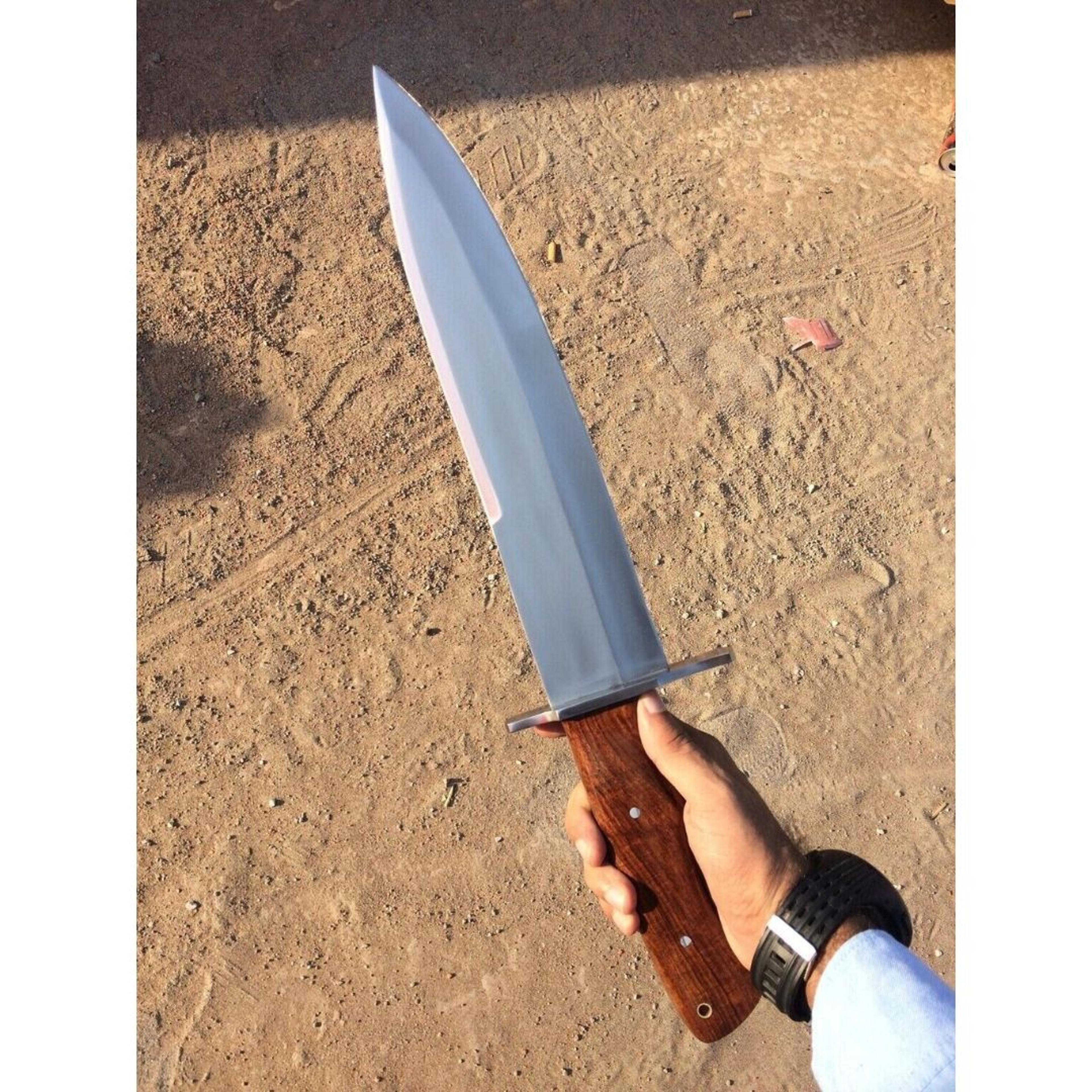 large mirror polished blade bowie knife handmade full tang hunting survival knife gift for him special hunting knfie