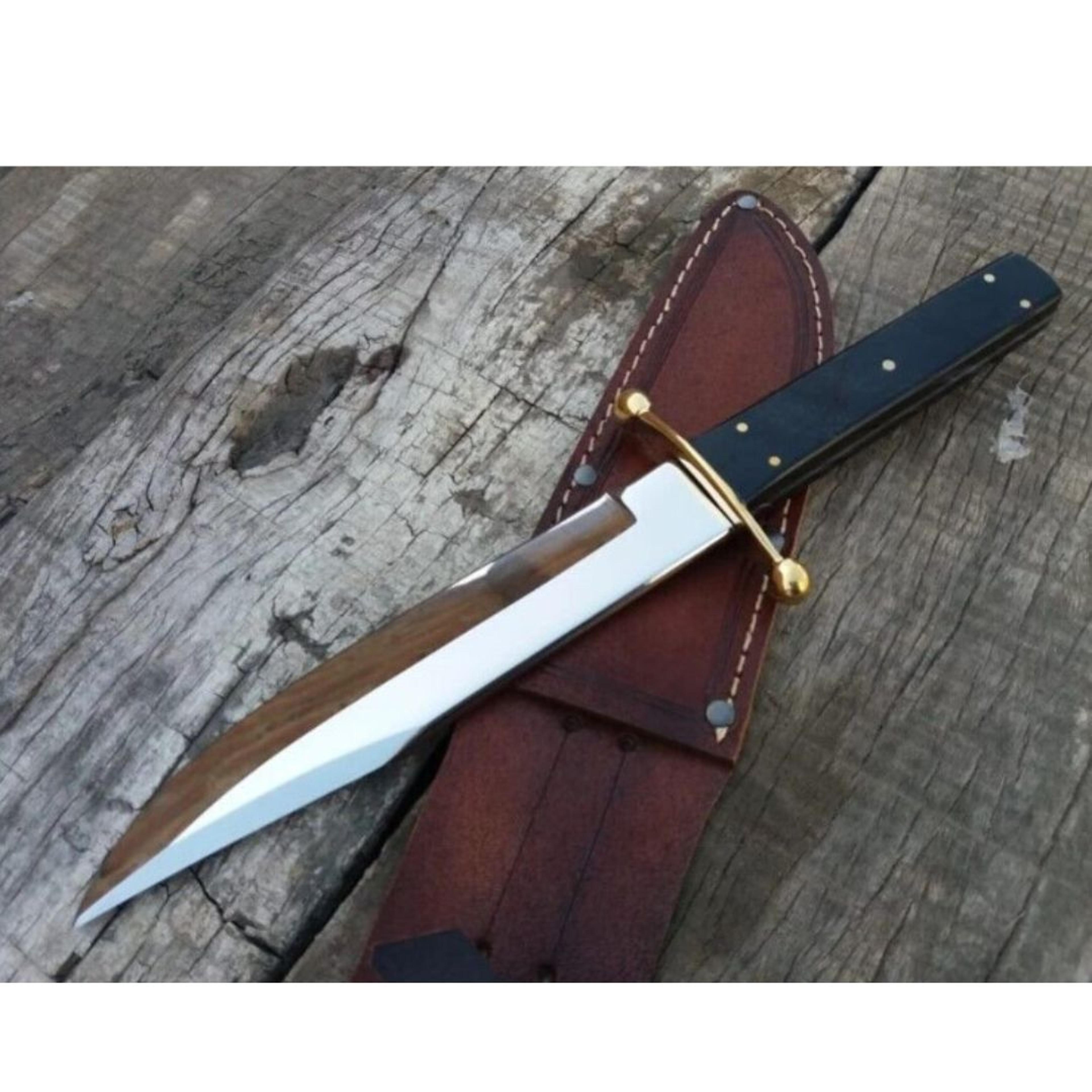coffin handle bowie knife handmade knife full tang hunting buffalo horn handle gift for him survival knife outdoor camp