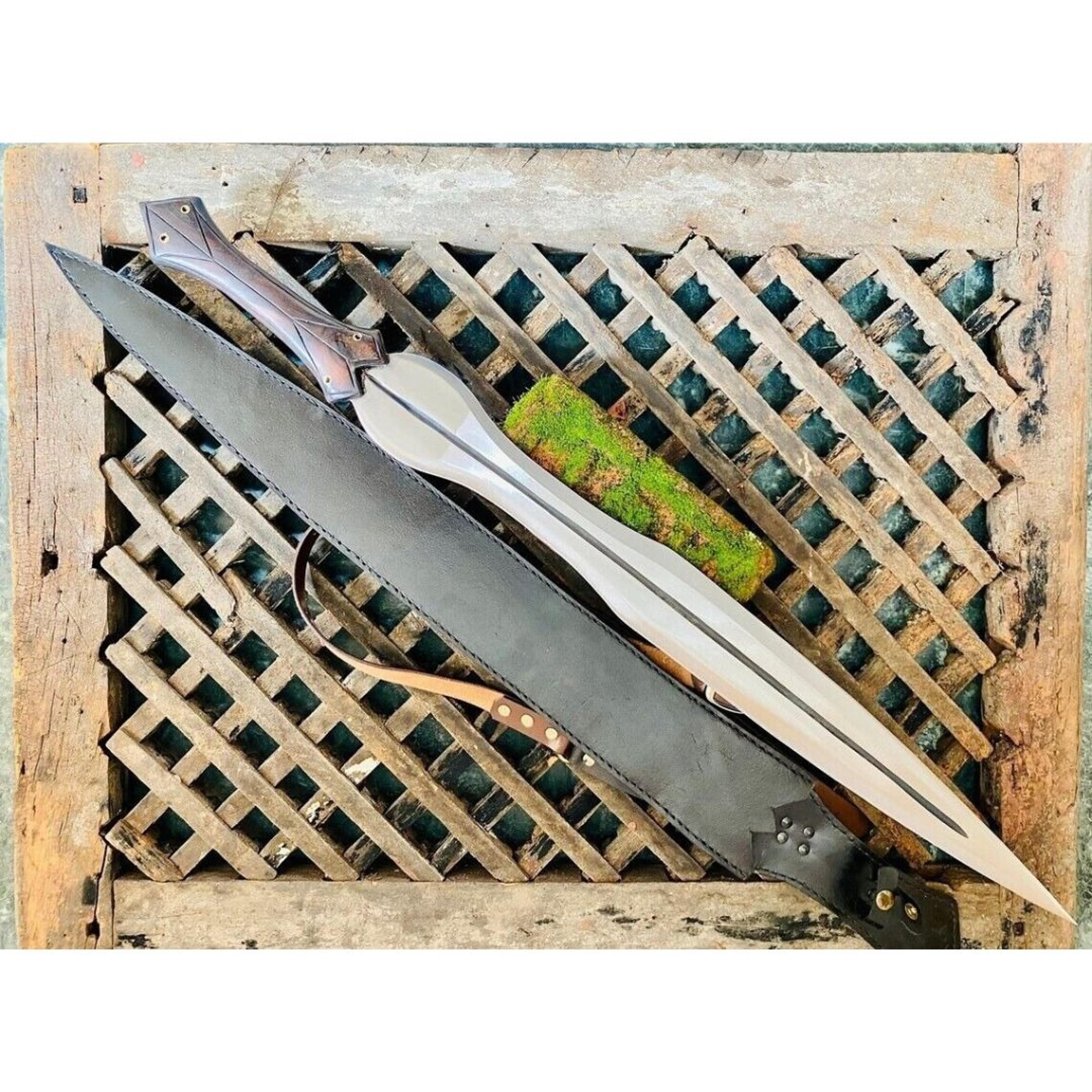 full tang custom handmade sword d2 tool steel survival sword double edged viking