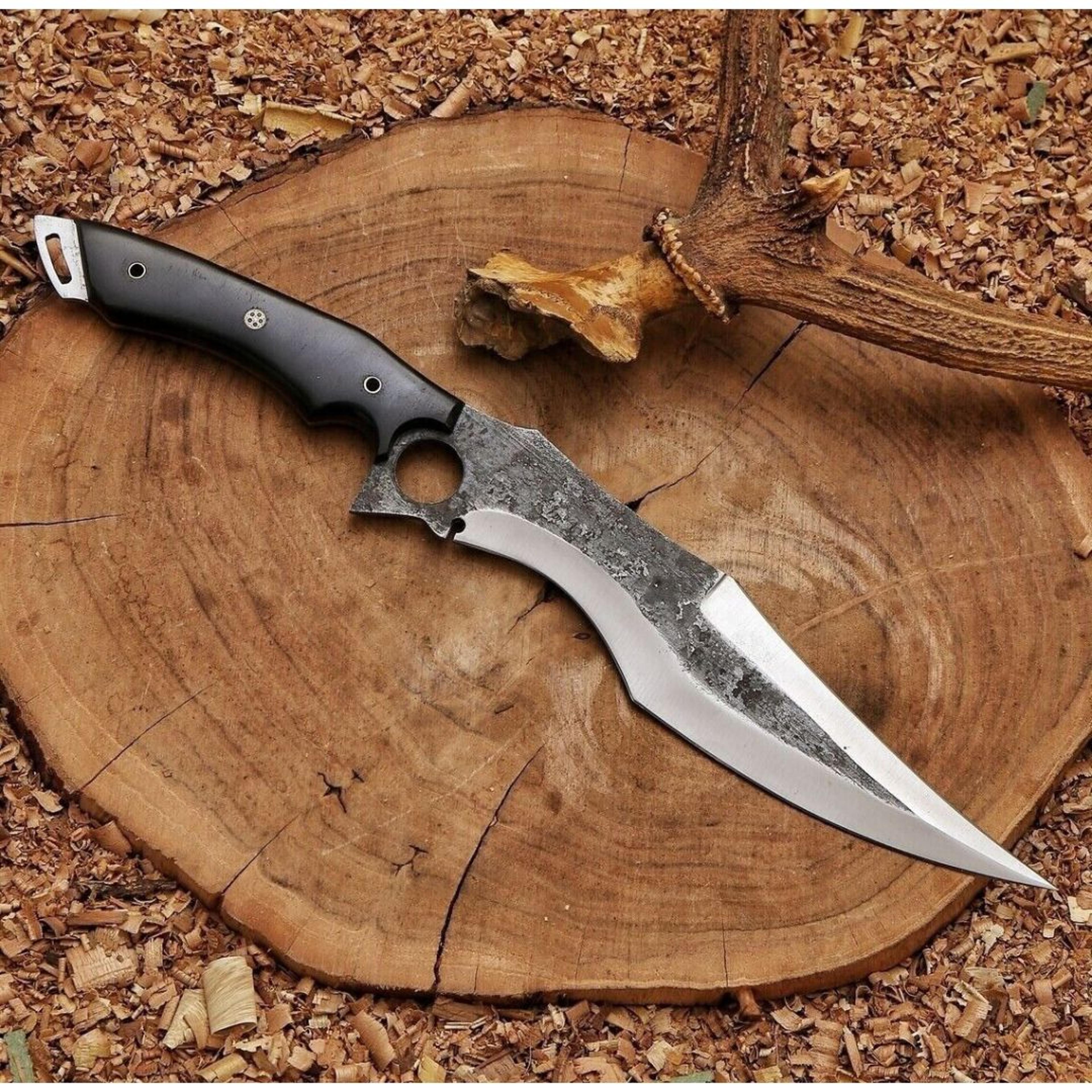 carbon steel forged hunting knife custom handmade bowie knife full tang survival