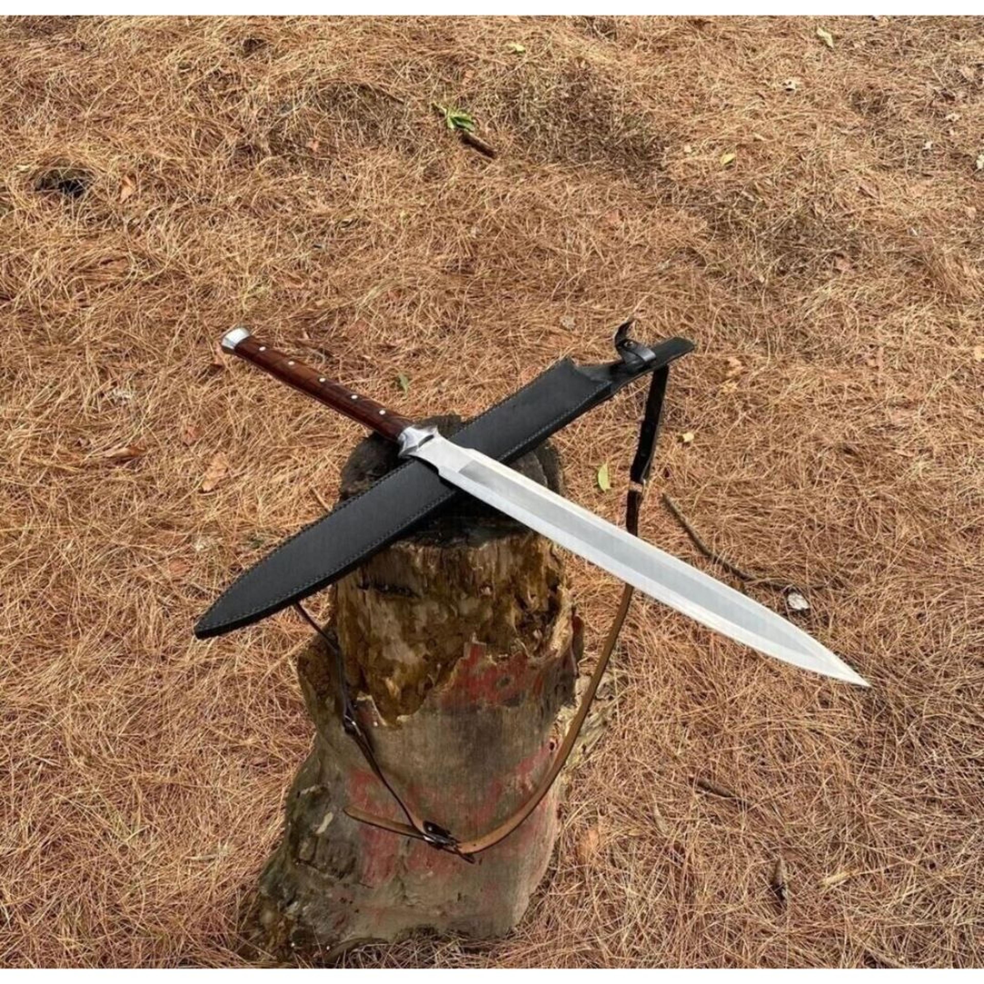 double edged full tang custom handmade sword carbon steel survival viking sword