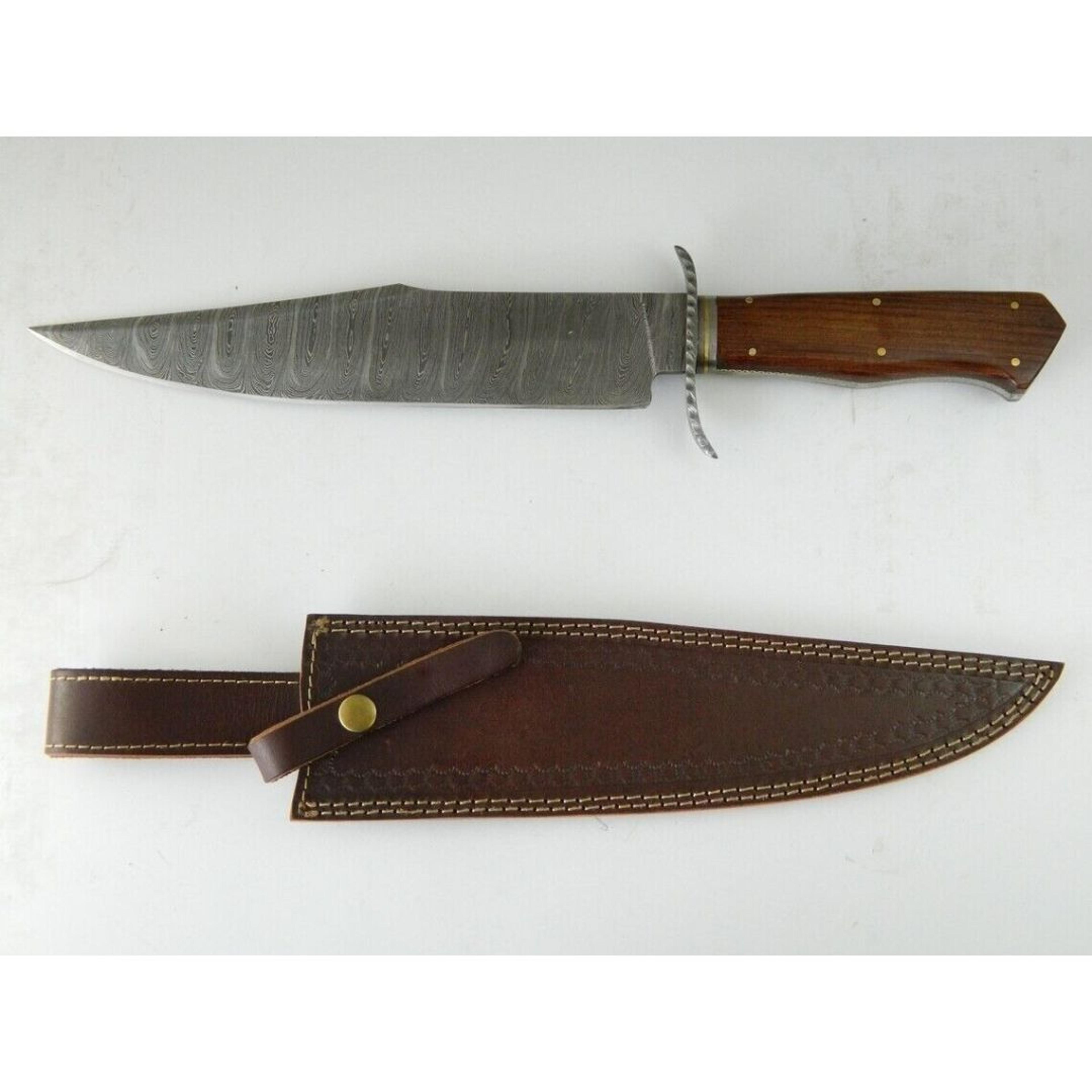 damascus steel hunting bowie knife handmade full tang survival wfree engraving