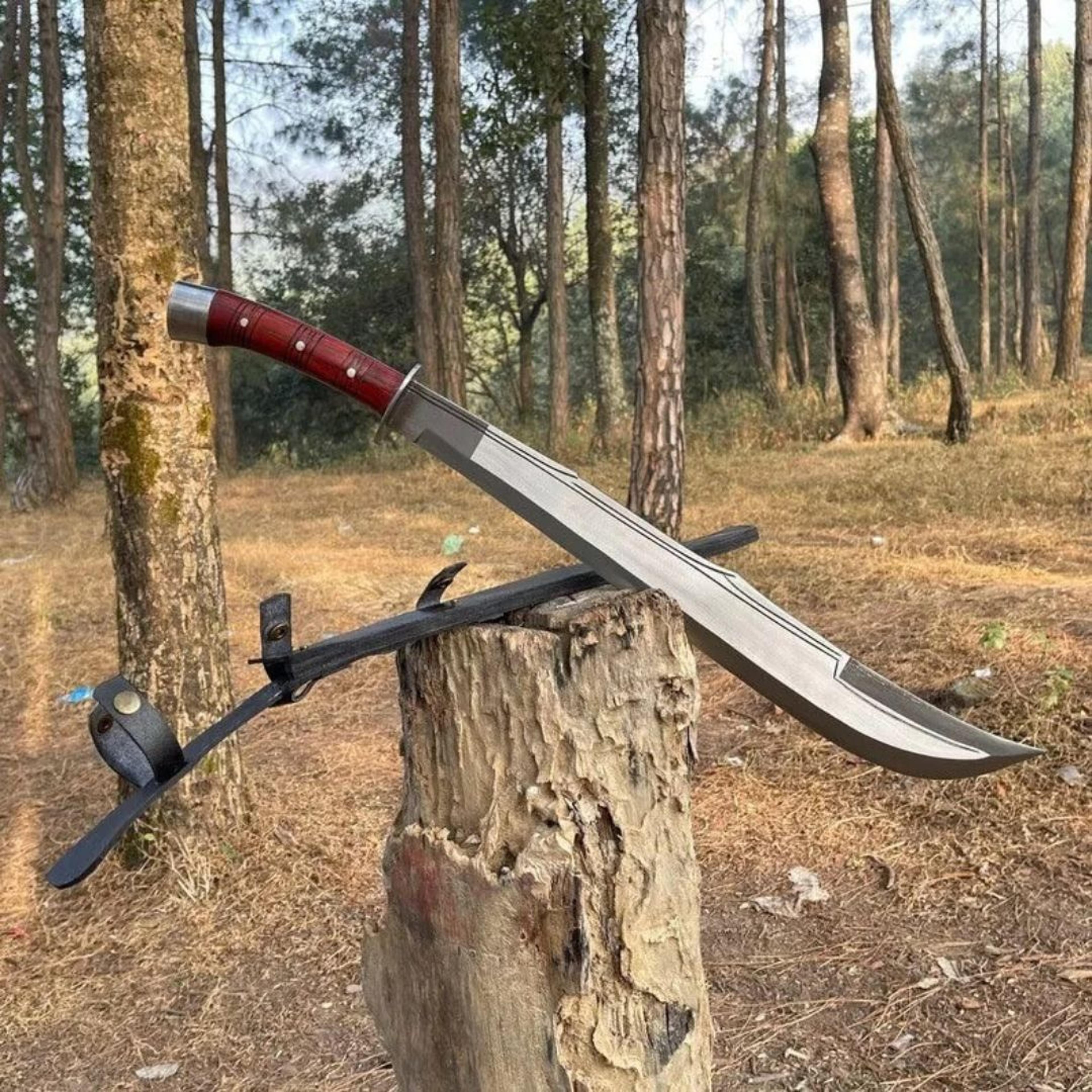 carbon steel fully forged sword full tang tactical machete sword viking camping