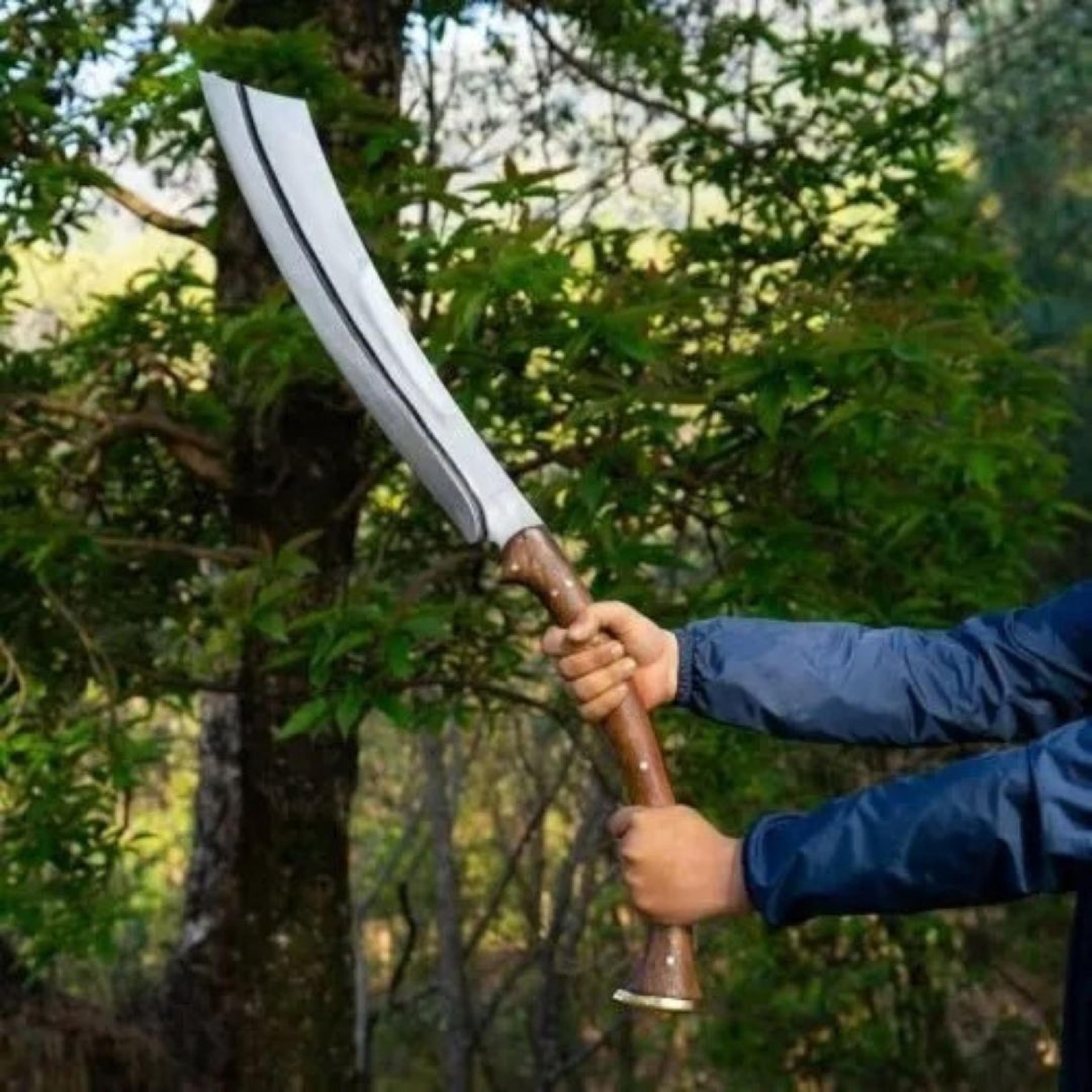 handmade carbon steel sword hunting survival sword full tang camping machete too