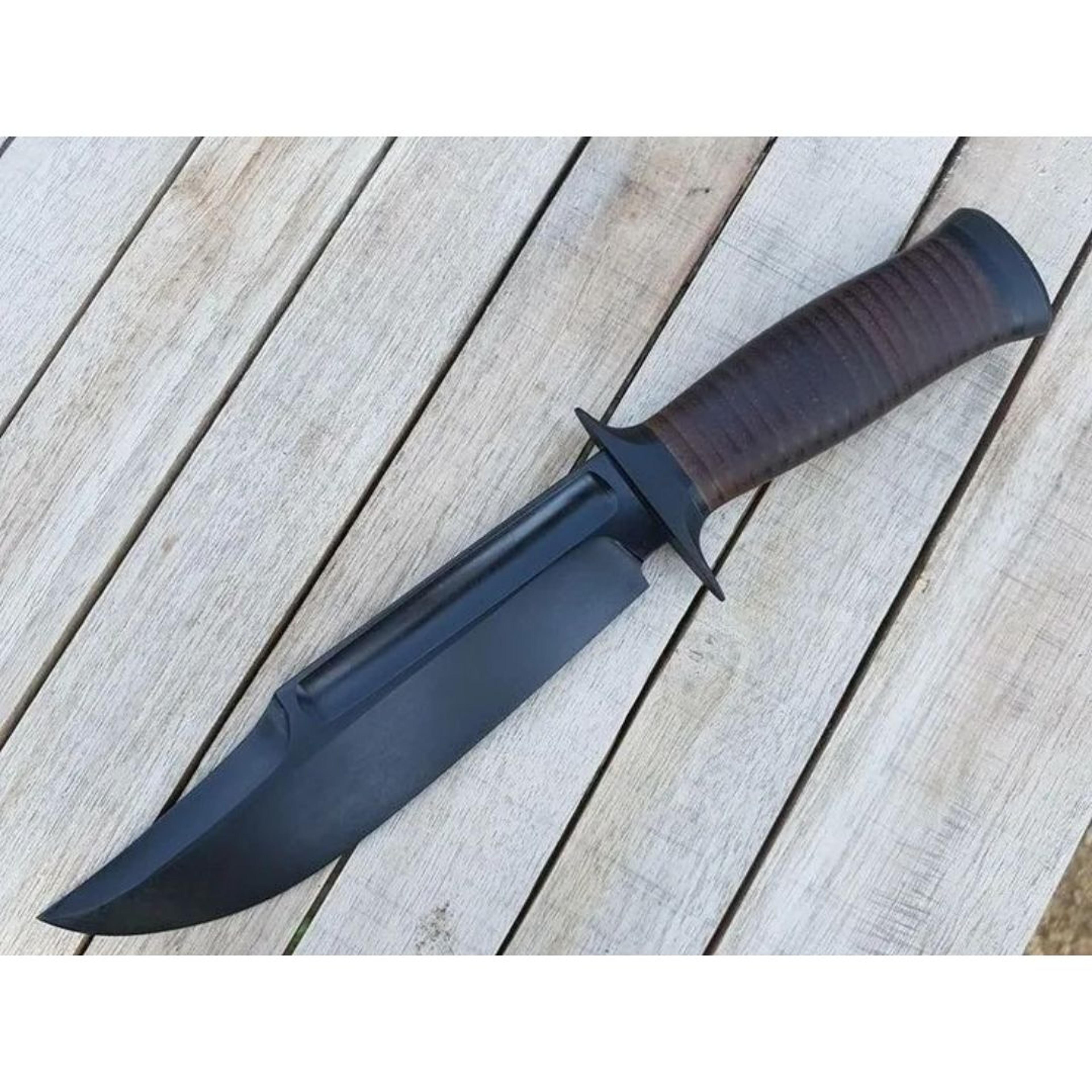 440c black carbon steel bowie knife leather handle hunting knife survival camp