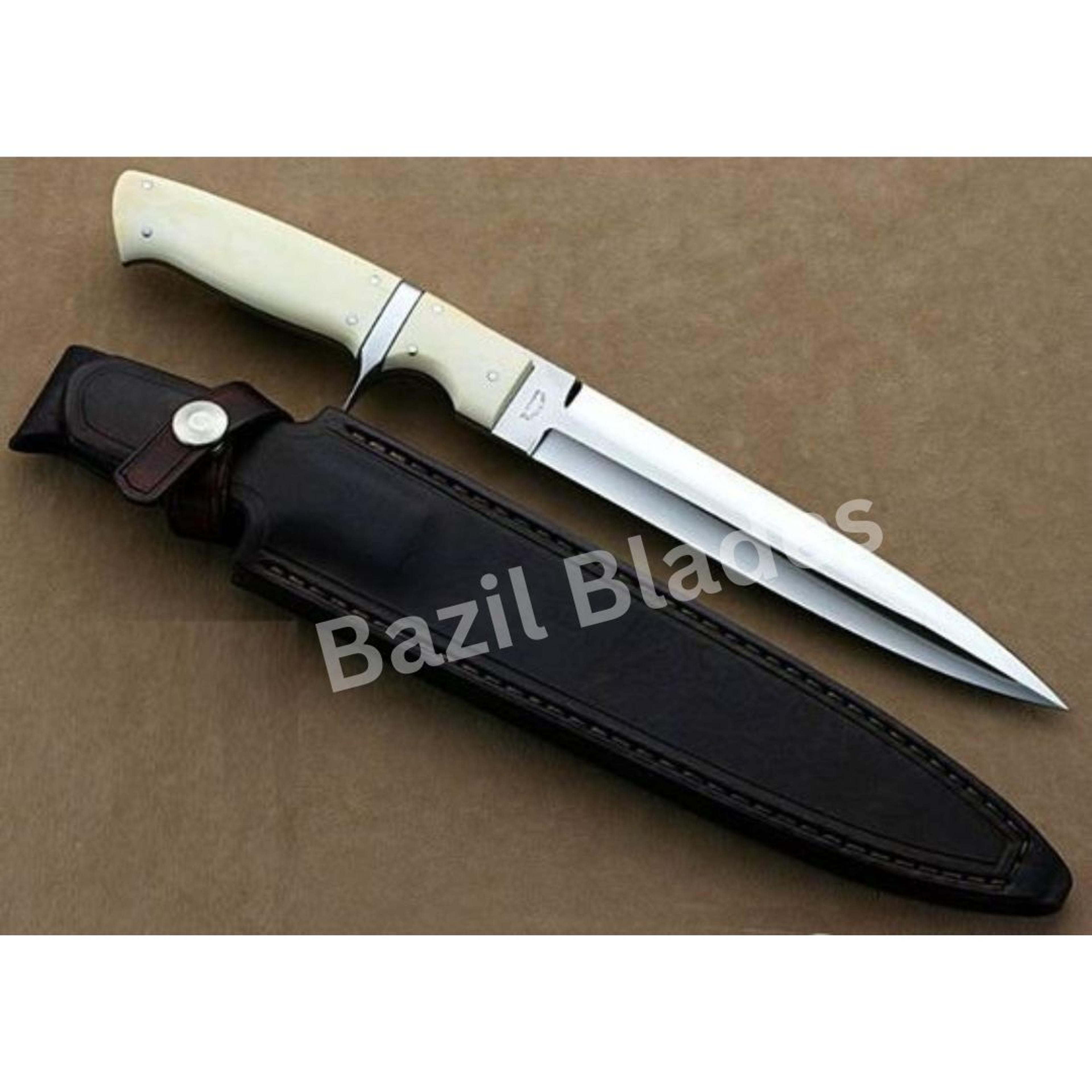 custom handmade hunting dagger knife full tang double edge knife survival camp