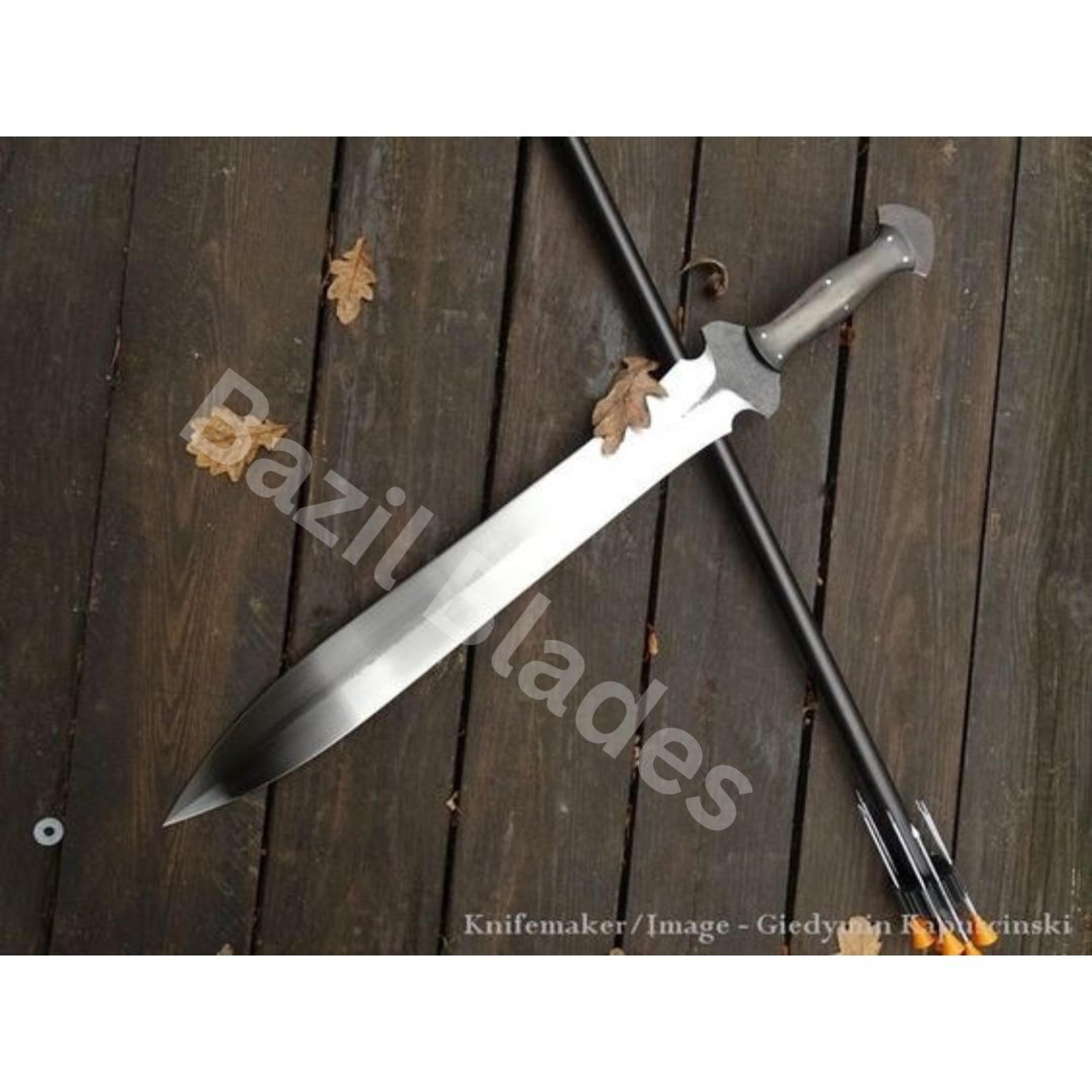 high carbon steel full tang sword custom handmade viking sword double edge hunt