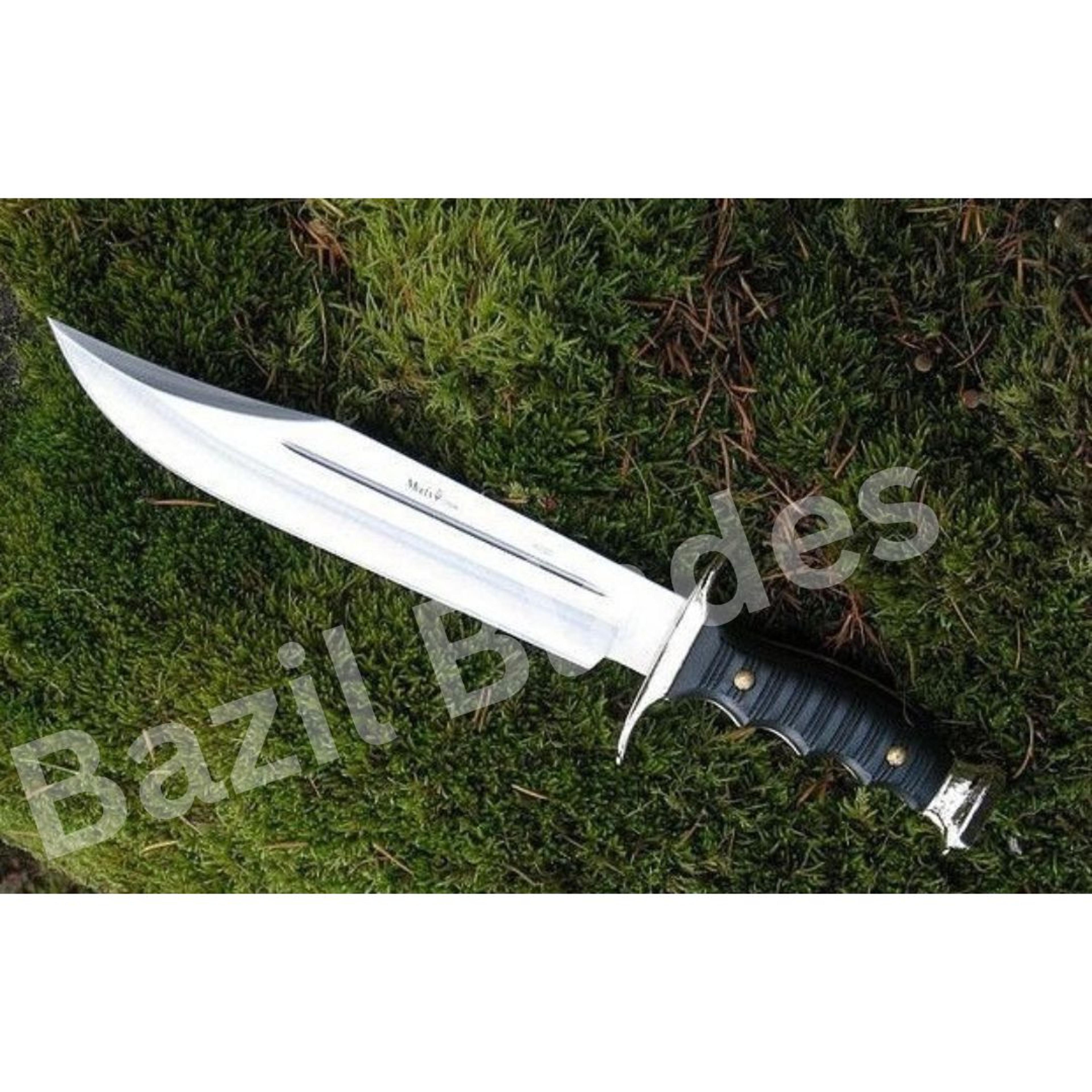 custom handmade bowie knife full tang d2 tool steel mirror polished camping knif