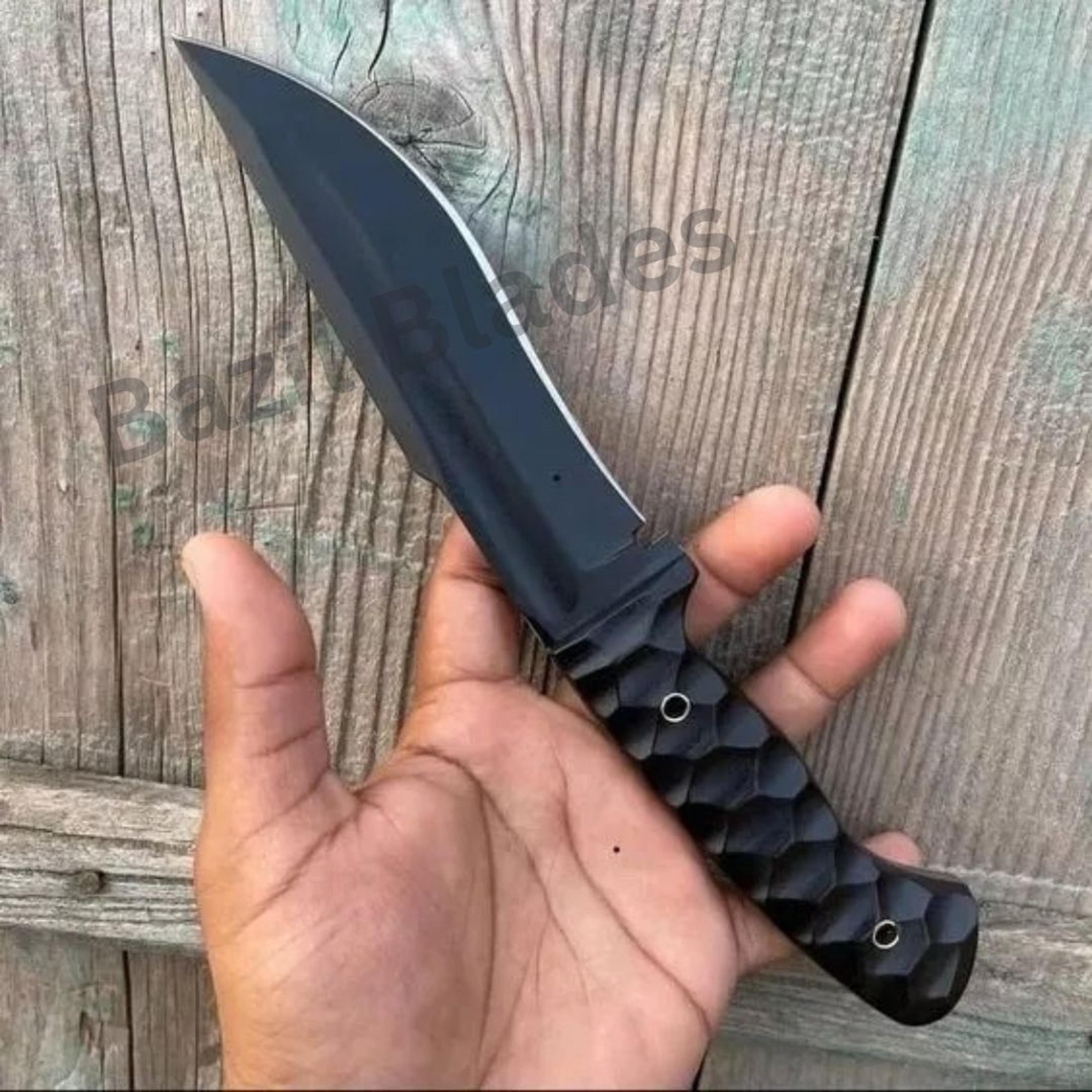 black carbon steel hunting knife full tang bowie knife survival outdoor hunting