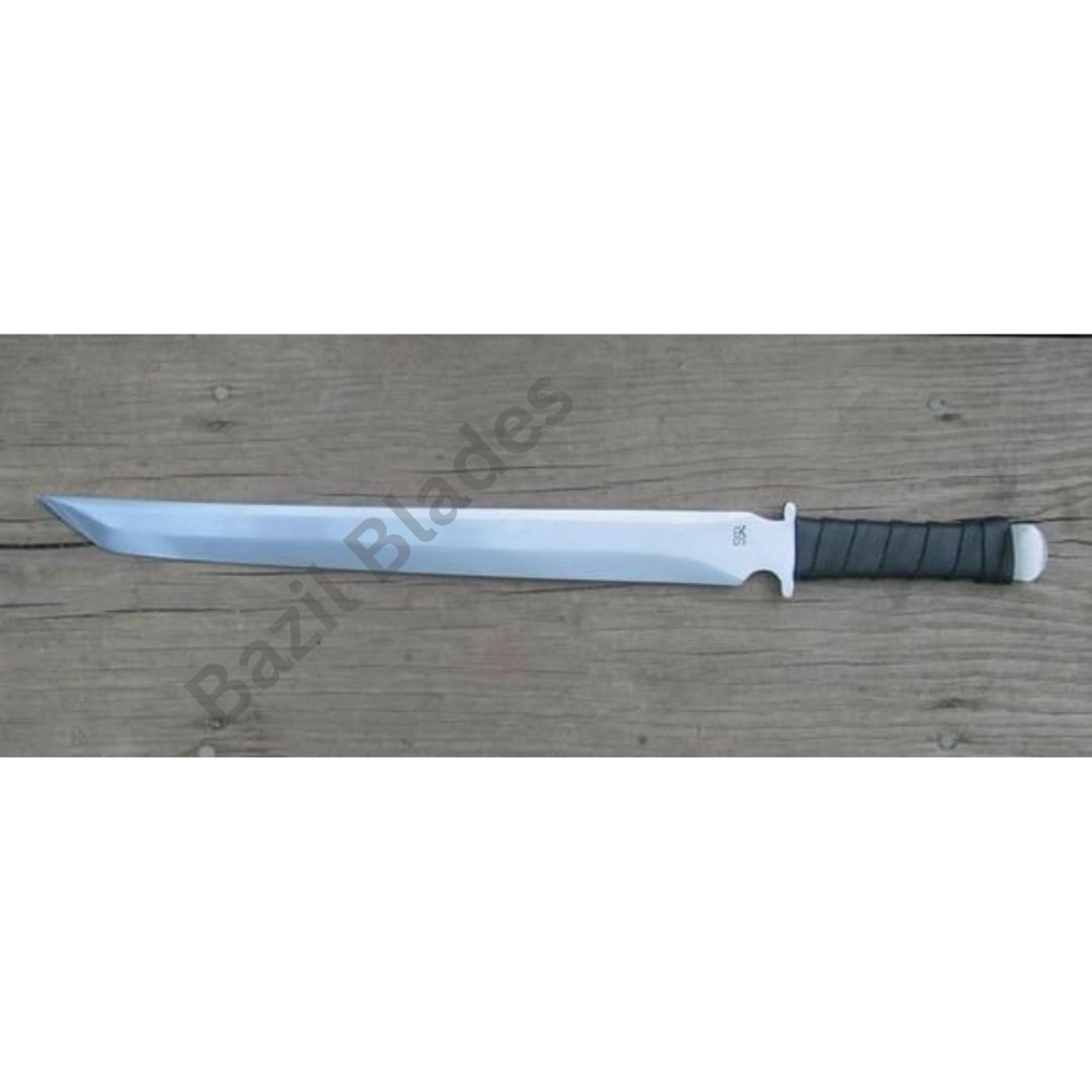 custom made sword leather handle full tang hunting sword outdoor camping sword