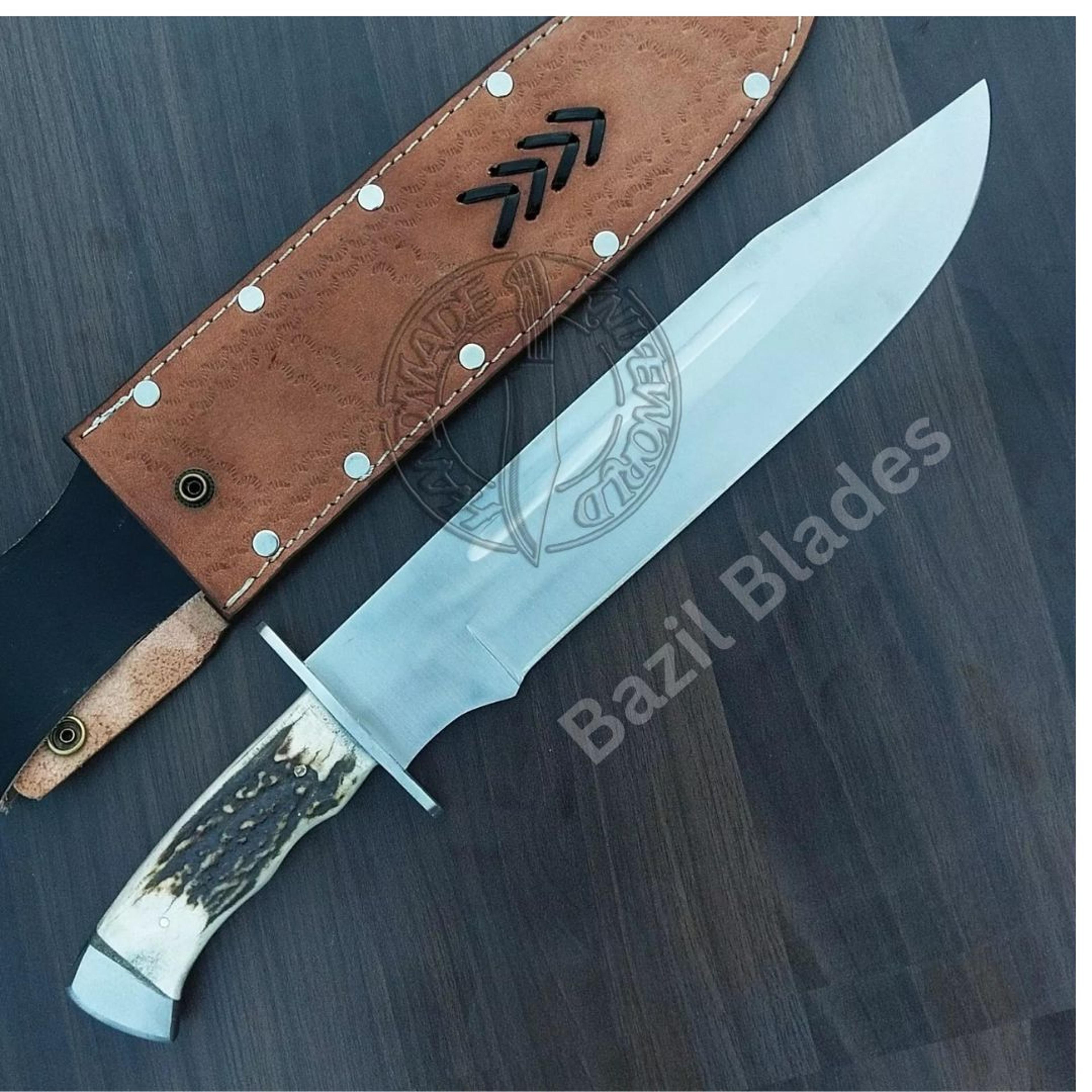 stag antler custom knife full tang d2 steel bowie knife outdoor camping bowie