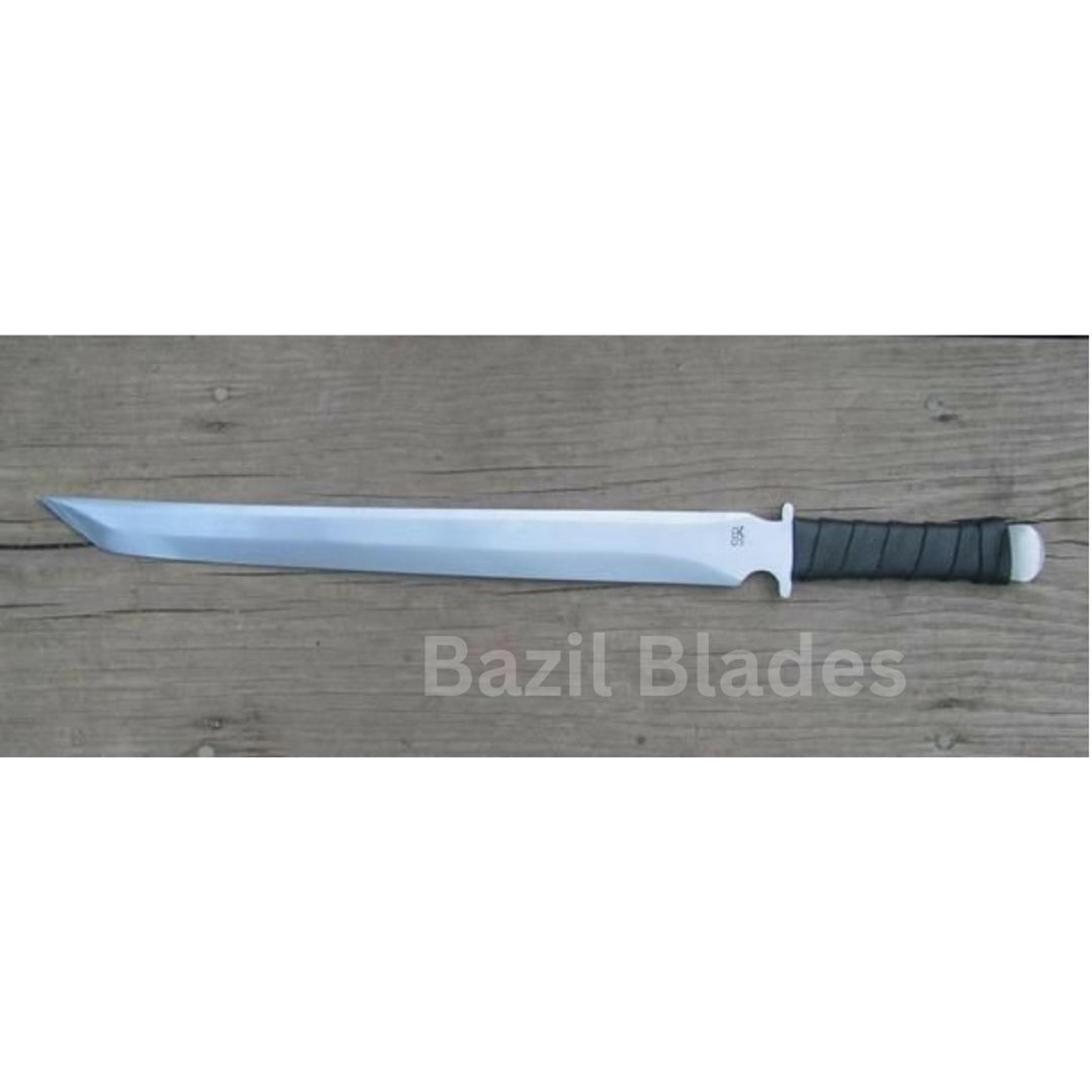 custom sword full tang leather handle sword d2 steel survival outdoor camping
