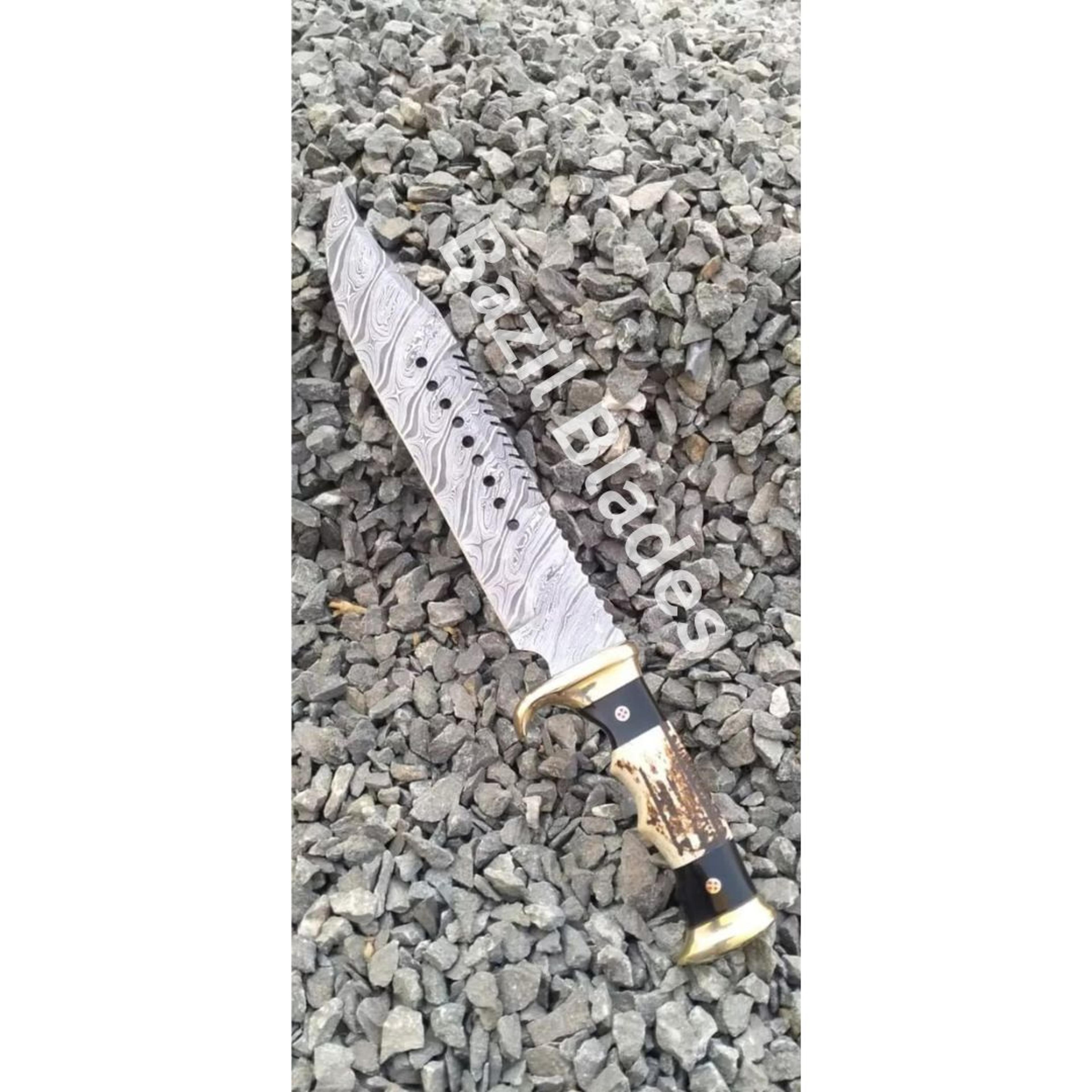 custom knife stag antler bowie knife d2 steel hunting survival bowie camping