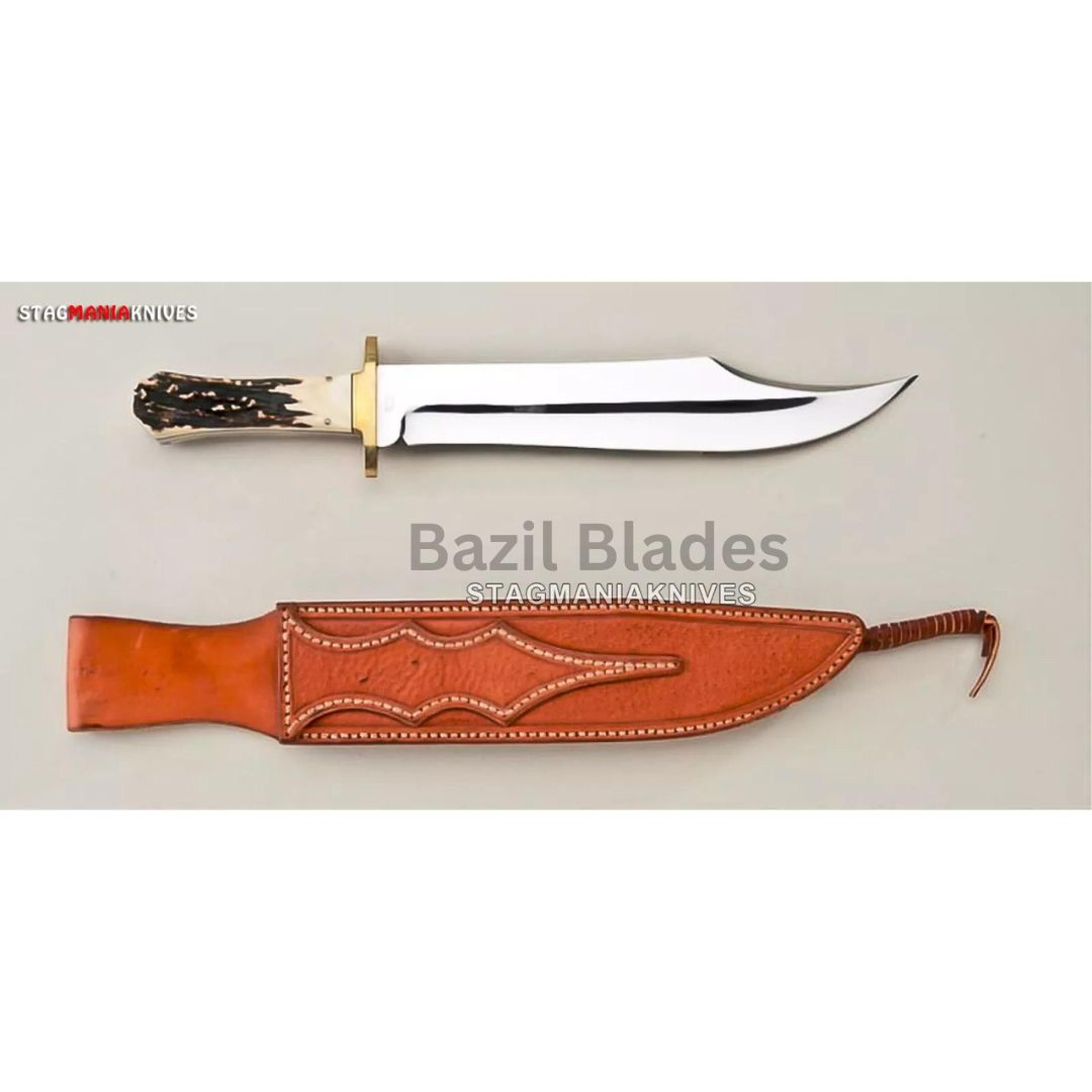 handmade full tang knife custom knife stag handle bowie knife d2 steel survival