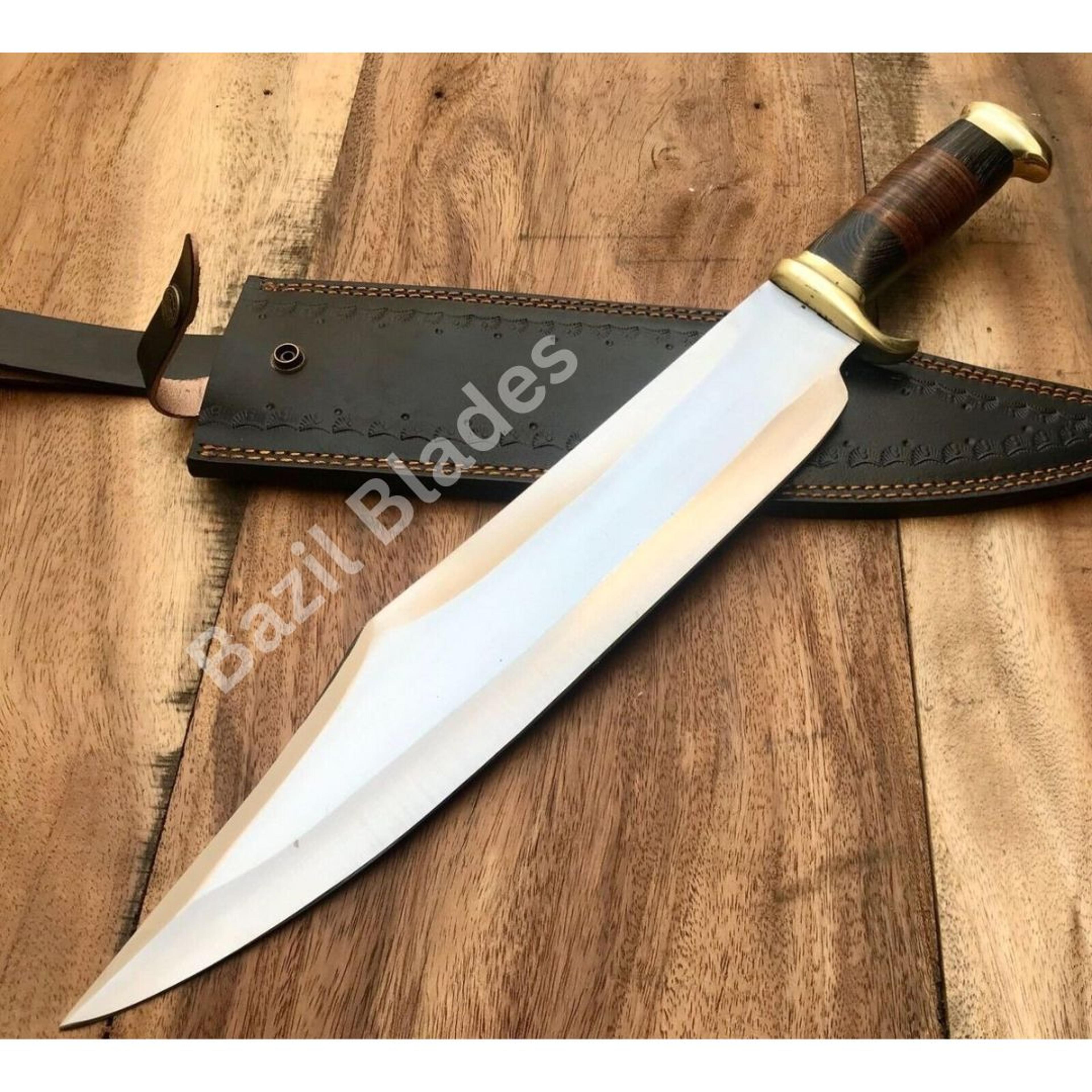 d2 steel custom knife leather handle bowie knife camping survival outdoor bowie