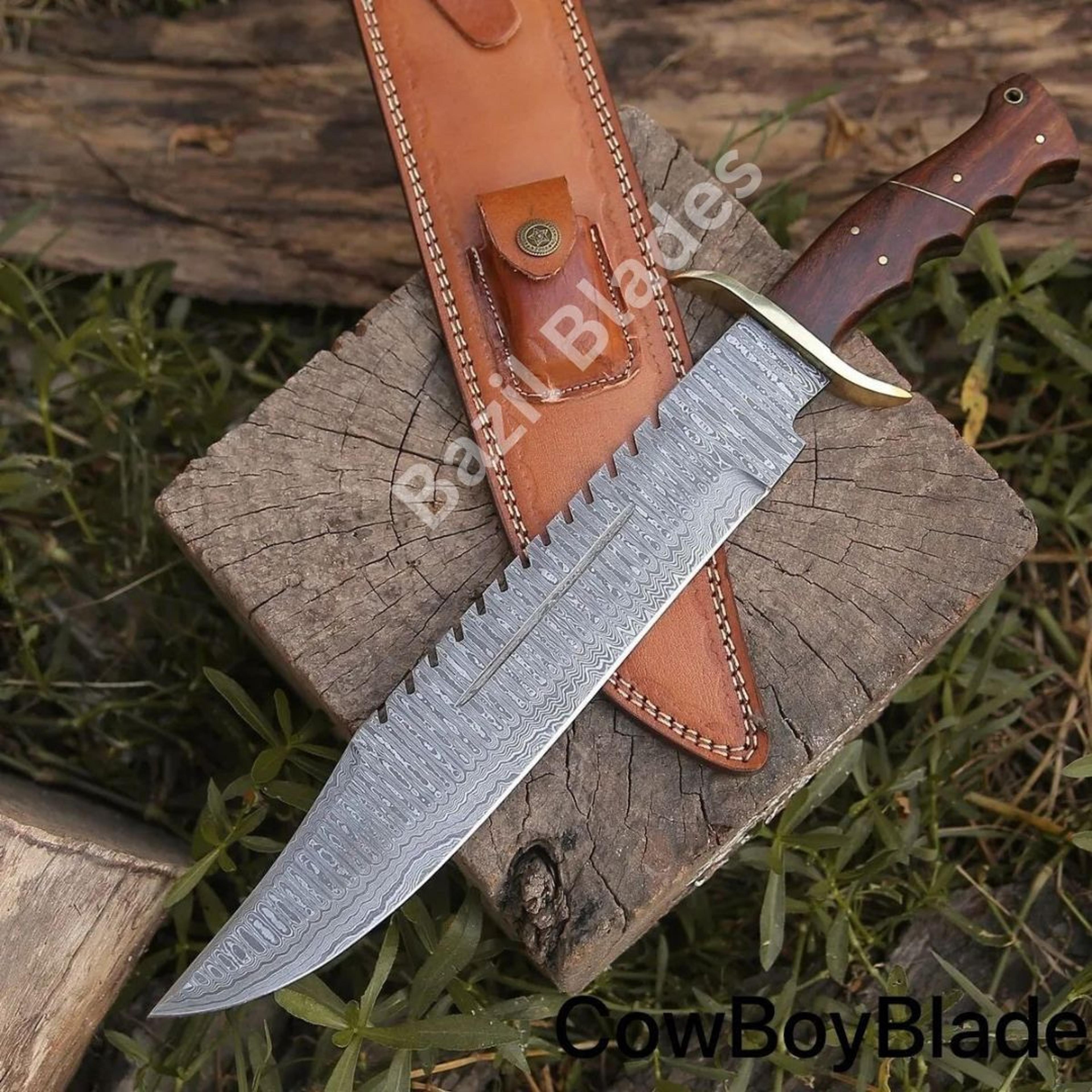 damascus steel custom knife full tang hunting bowie survival camping bowie knife