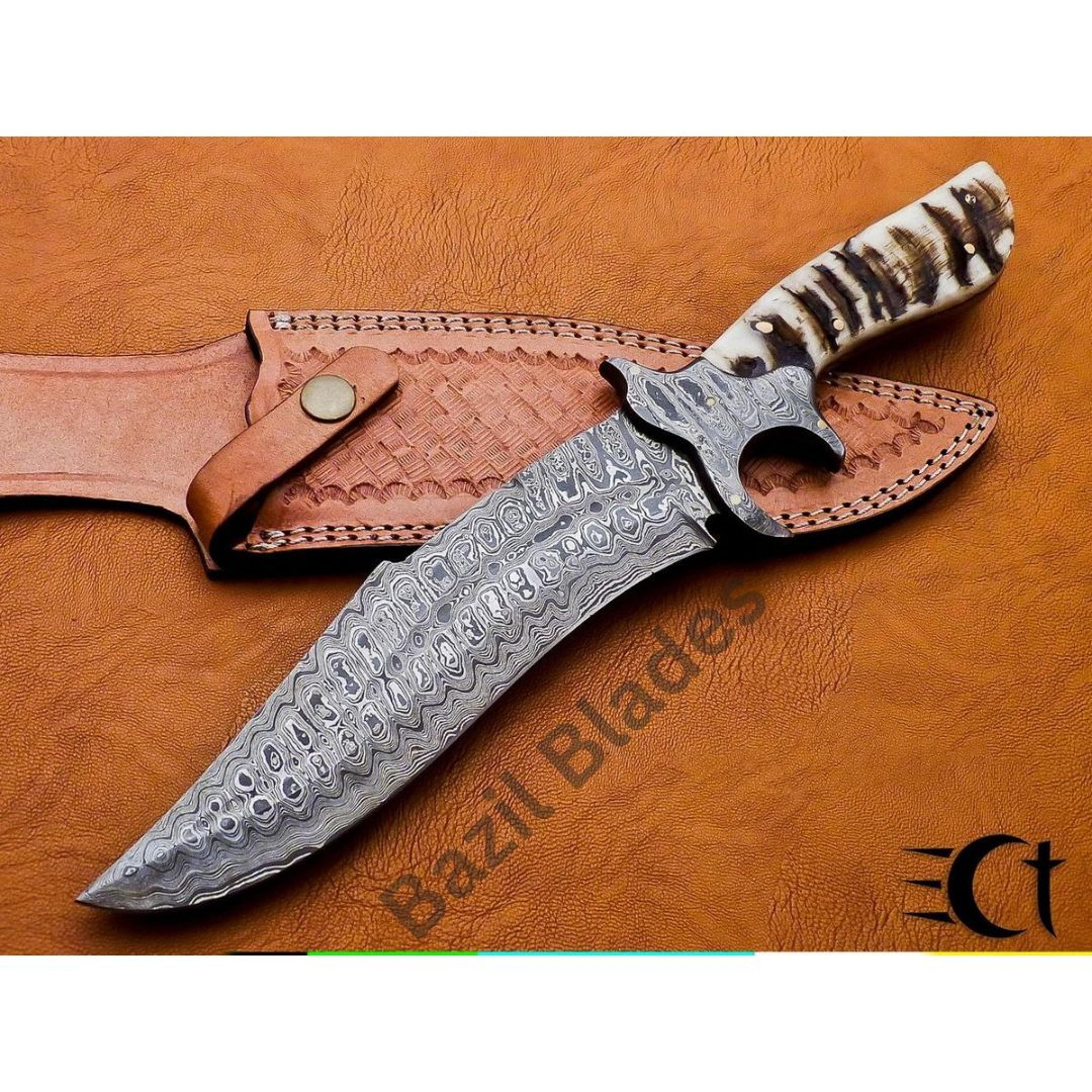 custom knife ram horn hunting bowie knife survival full tang bowie camping knife