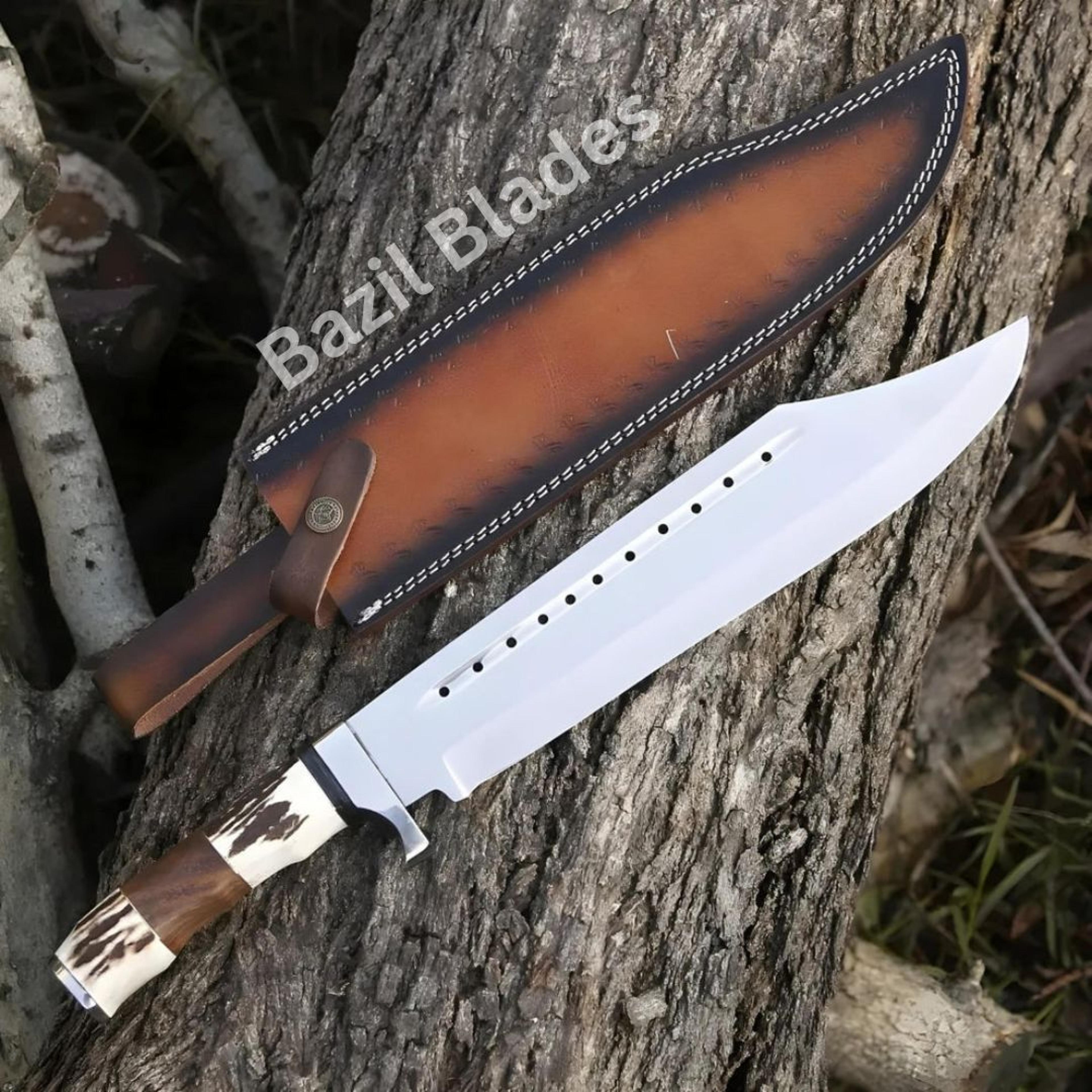 stag handle custom knife d2 steel hunting knife survival outdoor handmade bowie