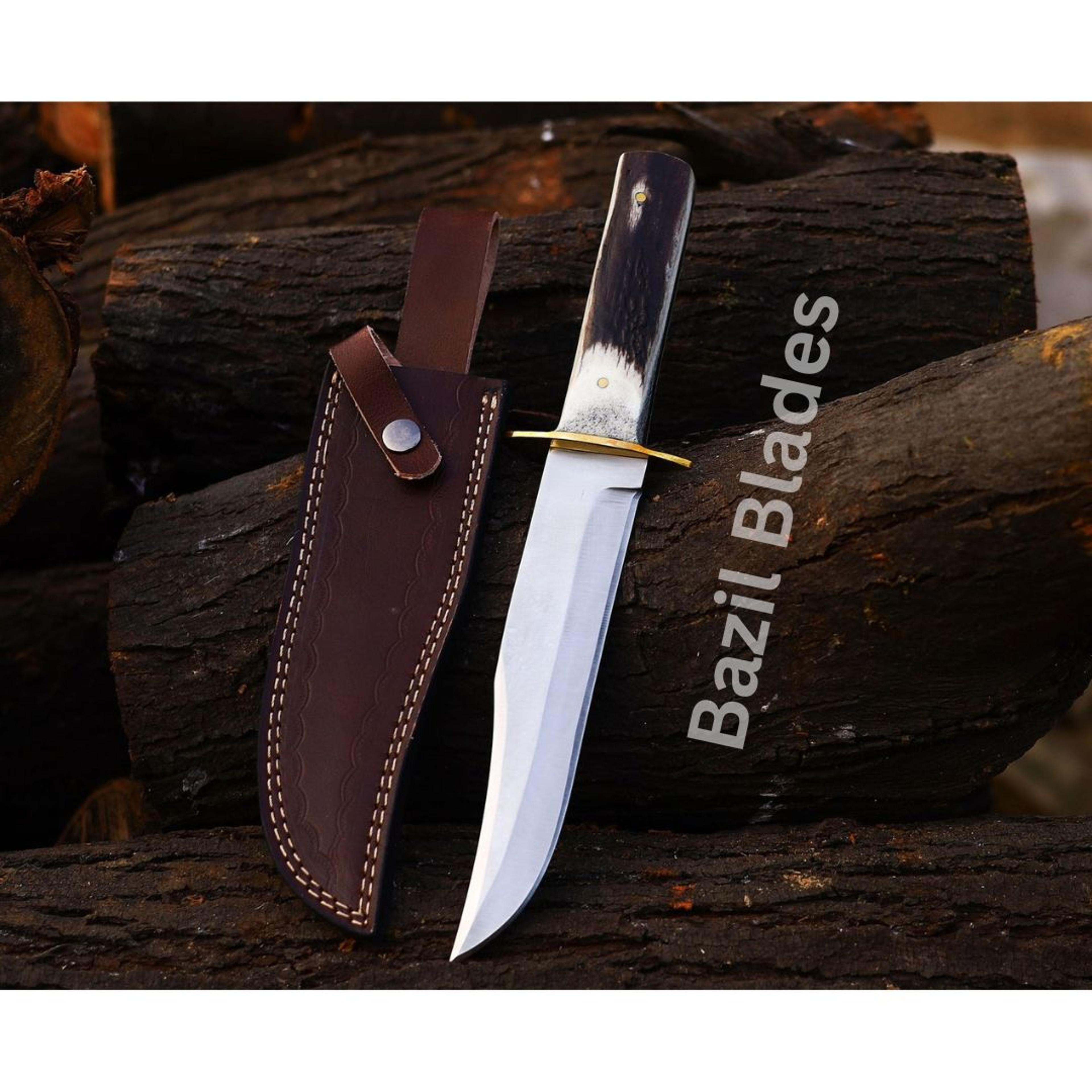13" inch stag handle custom knife d2 steel hunting knife survival handmade knife