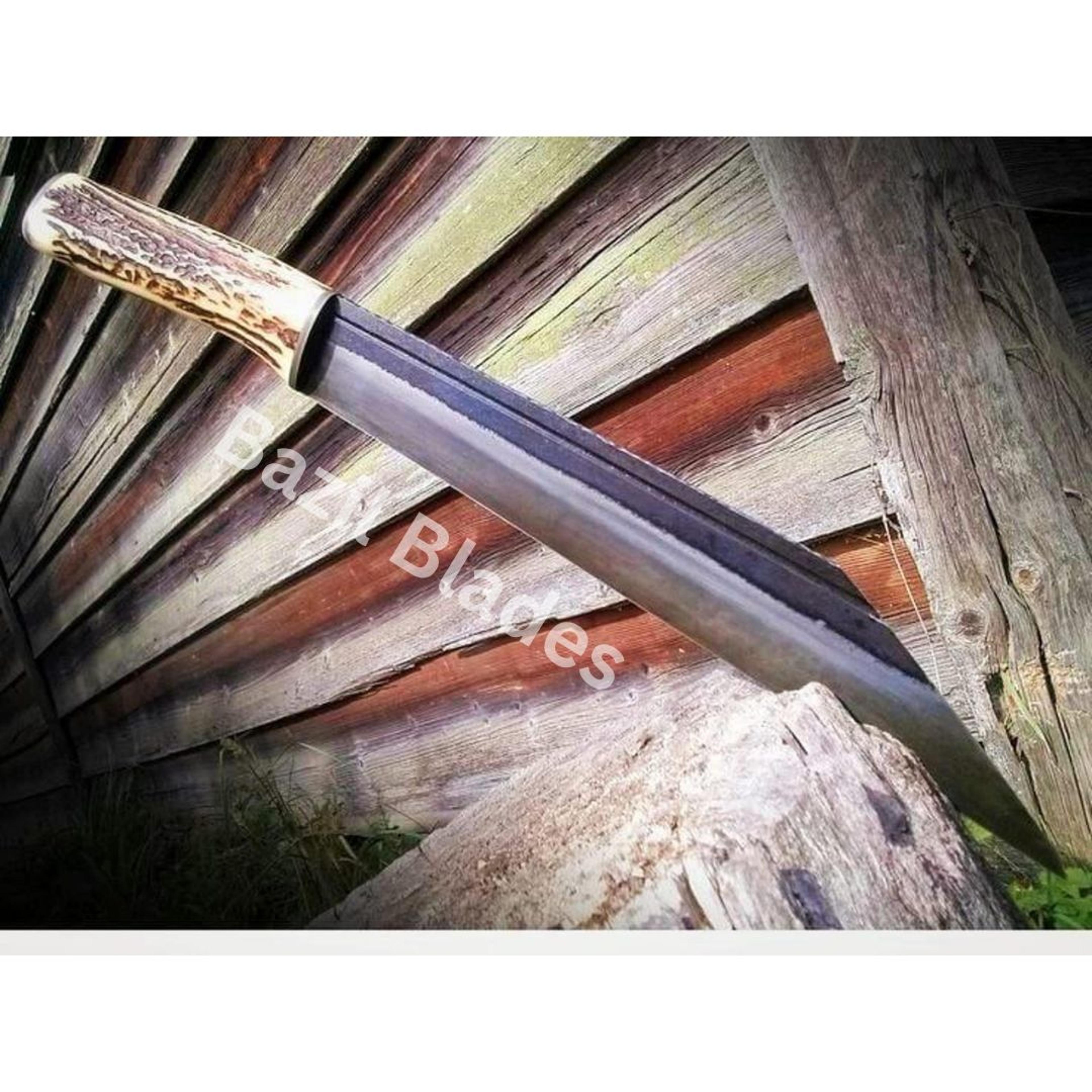 stag handle custom knife 1095 carbon steel bowie knife survival and outdoor bowi