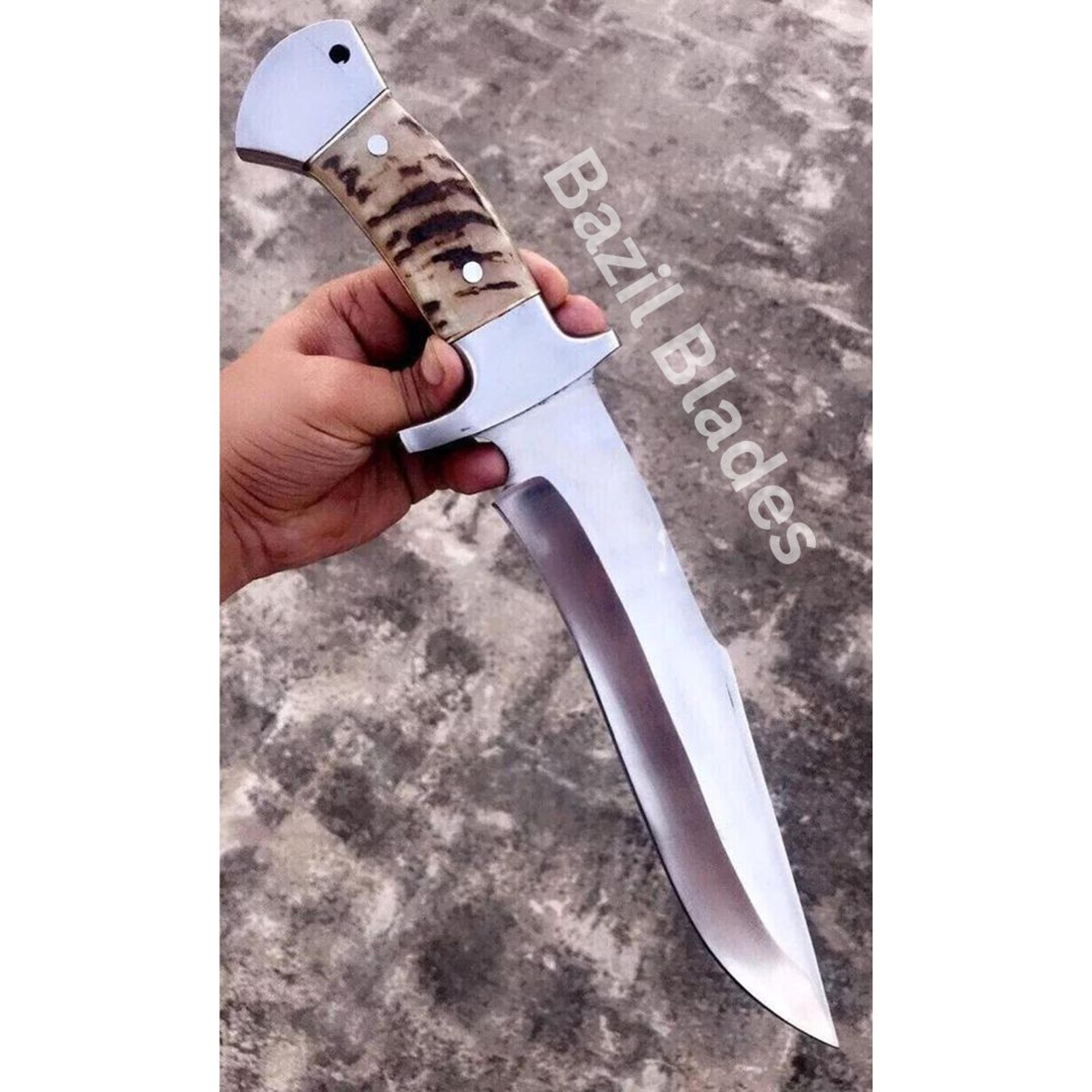 ram horn hunting bowie knife d2 steel full tang survival outdoor bowie camping