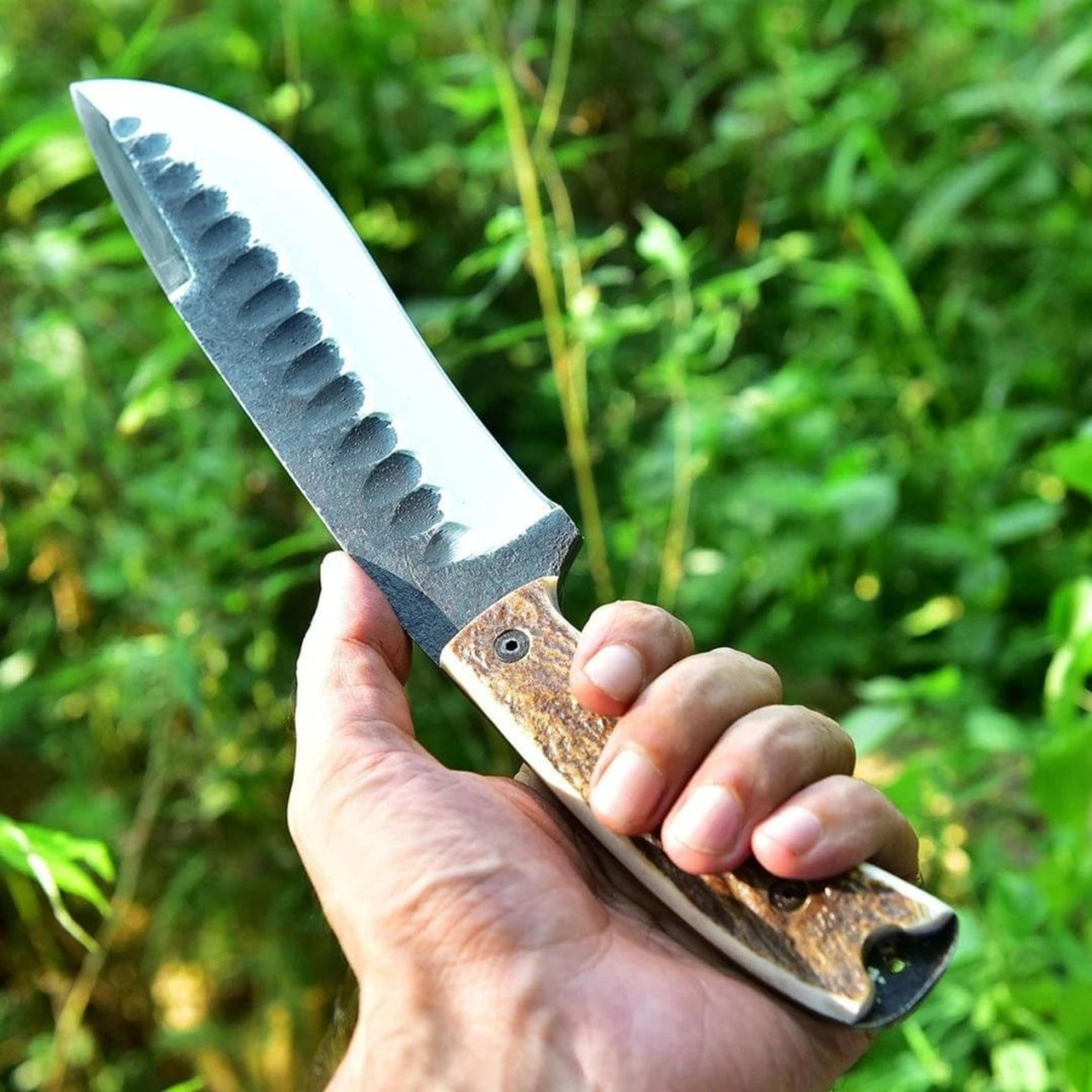 handmade stag handle custom knife 1095 carbon steel bowie knife survival knife