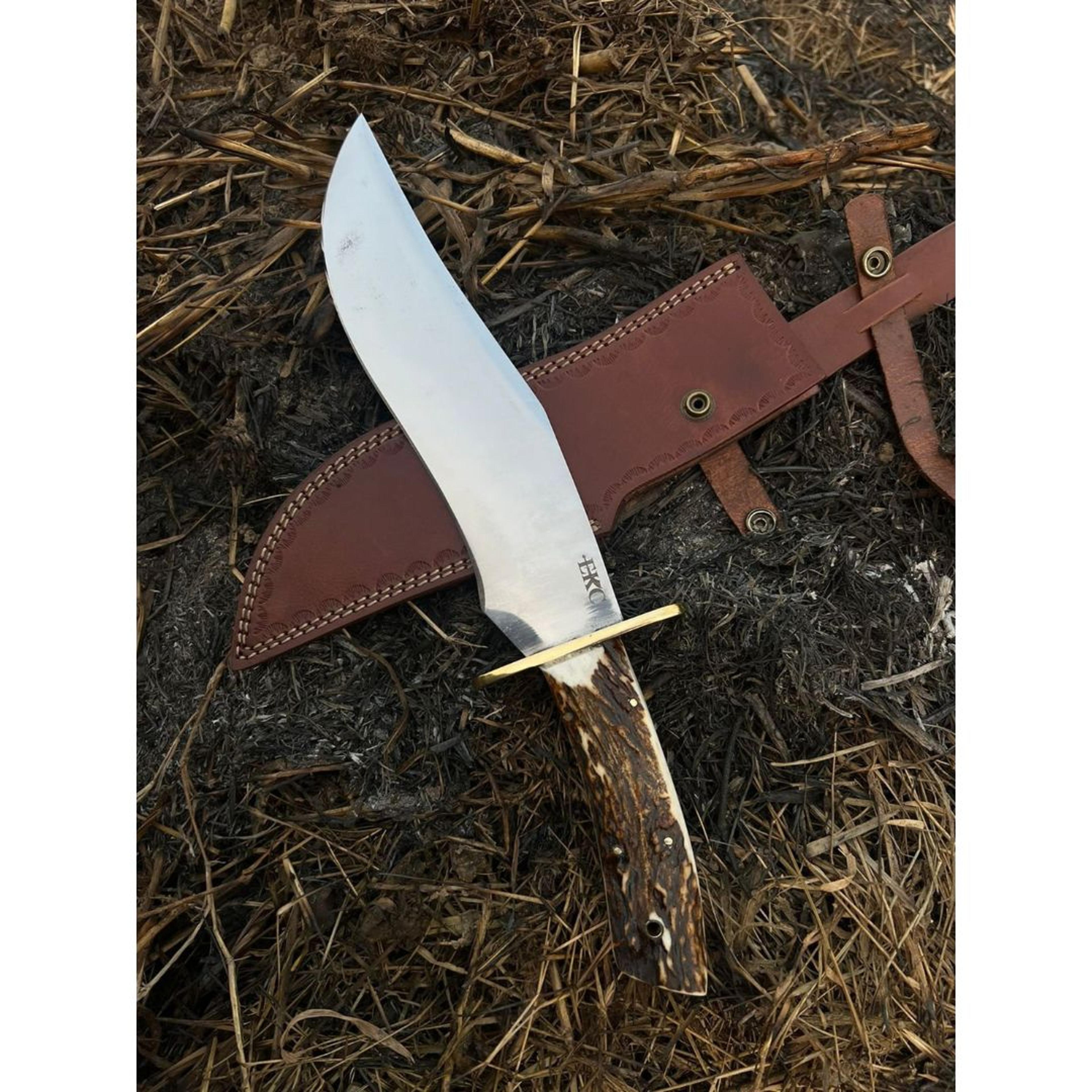 stag antler d2 steel custom knife hunting bowie outdoor survival knife handmade